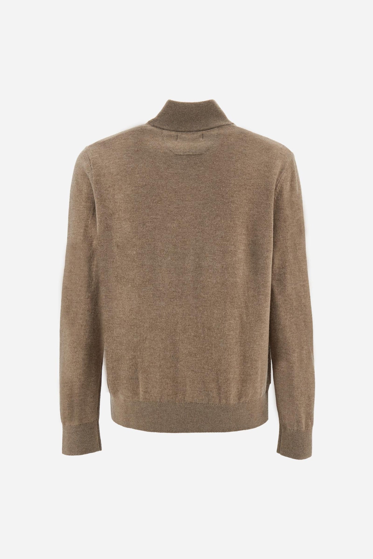 Herren-Pullover mit halbem Reißverschluss aus Lammwolle mit dreifarbigem Logo – Etor