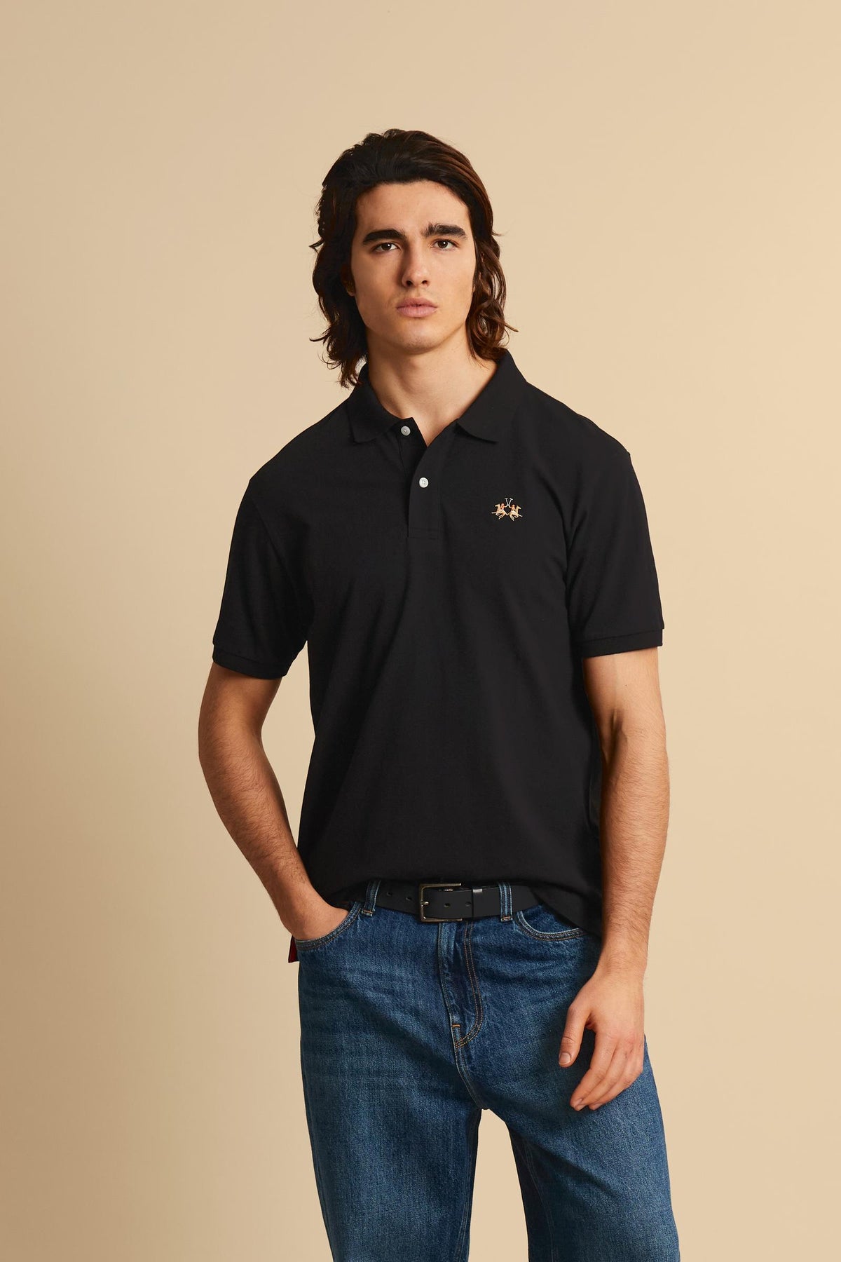 Men's regular fit polo with multicolor logo - Eduardo
