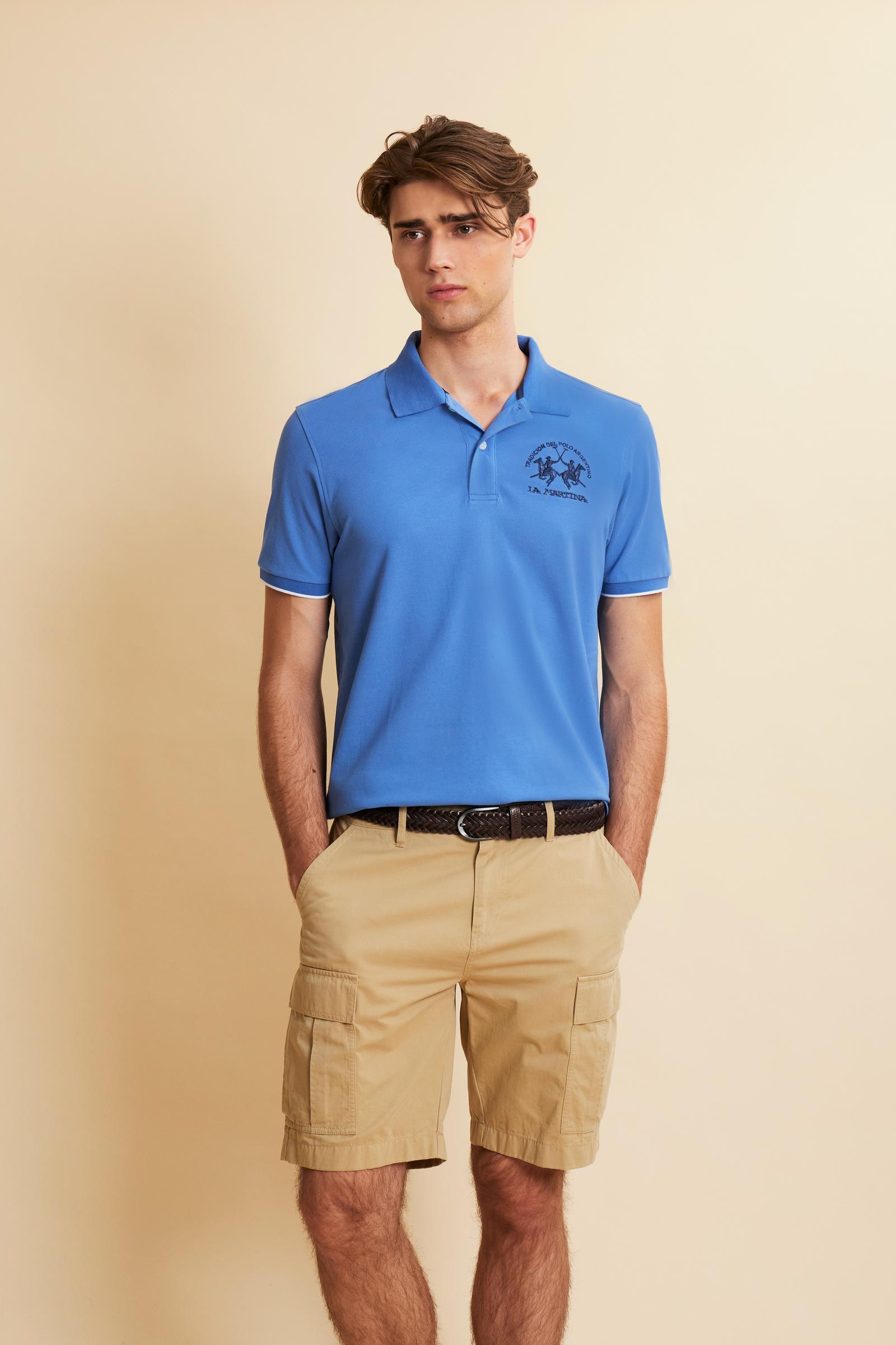 Men's short sleeve polo in stretch piqué with Iconic Team logo - Miguel