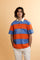 Men’s rugby polo in heavy cotton jersey with striped design and contemporary fit. Heritage embroidery on chest and sleeves. - Flame/Riviera                                                                                                                                                                                                                                                                                                                                                                                     