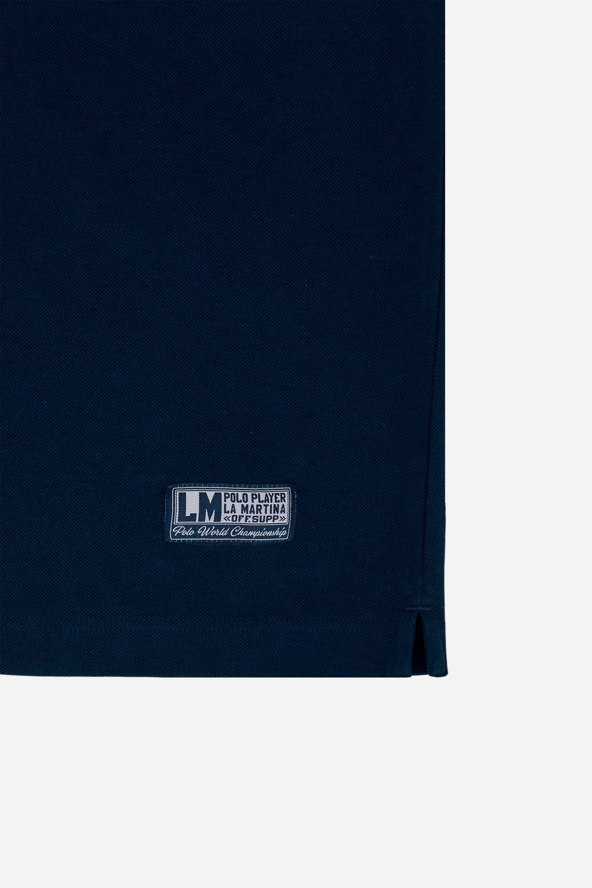 Men’s short-sleeve polo in 100% cotton with piqué collar, three-button placket, and chest graphics inspired by the Italian national team. Contemporary fit. - Navy