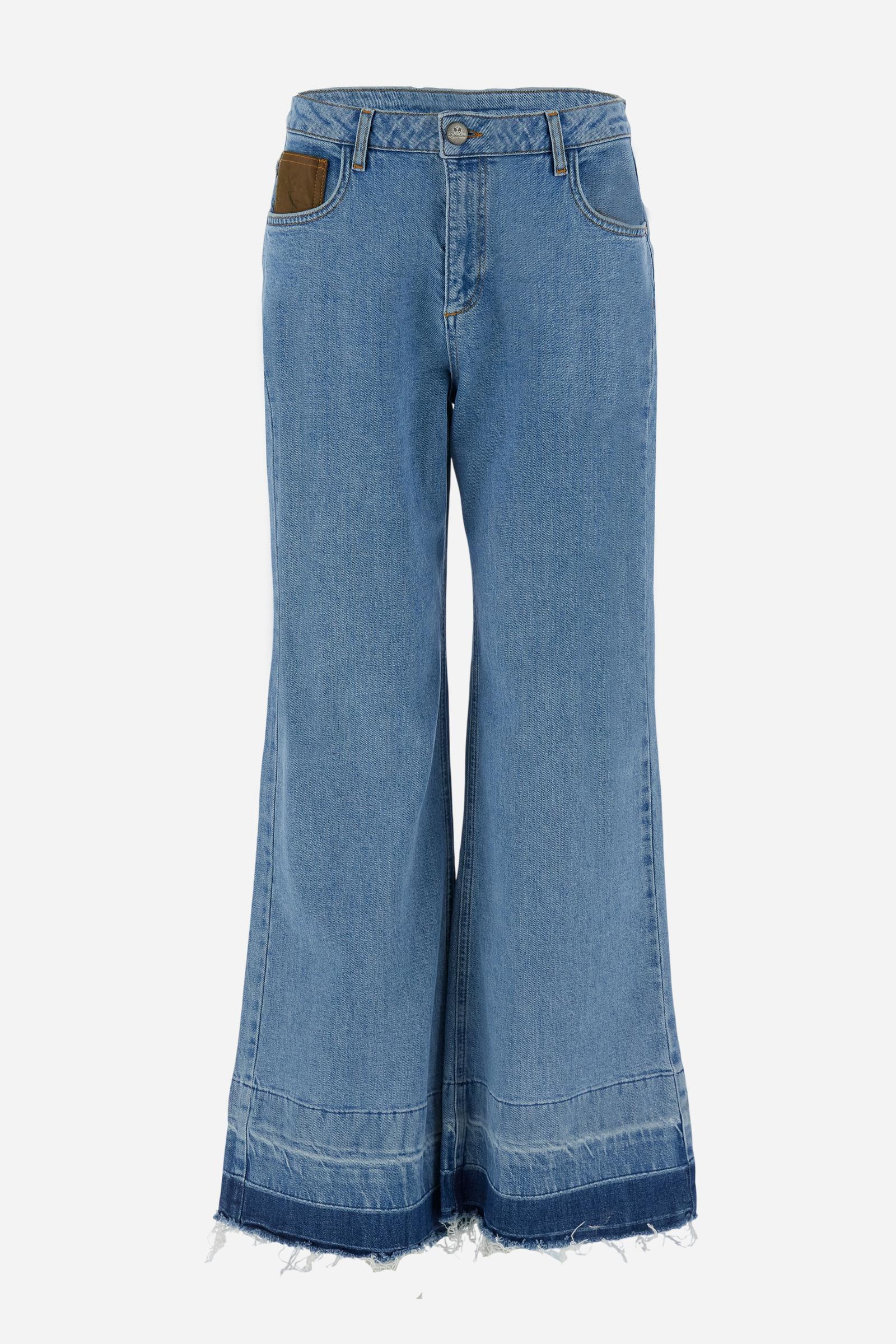 Nopkof Sea . Leather & Jeans オーダーメイド Women's wide-leg raw-edge denim jeans – Clyde – La Martina