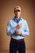 Men's long-sleeve 100% cotton poplin shirt with regular fit, French collar, custom buttons, single-button cuff, and Argentina Edition labels for a refined look. - Blue Bell