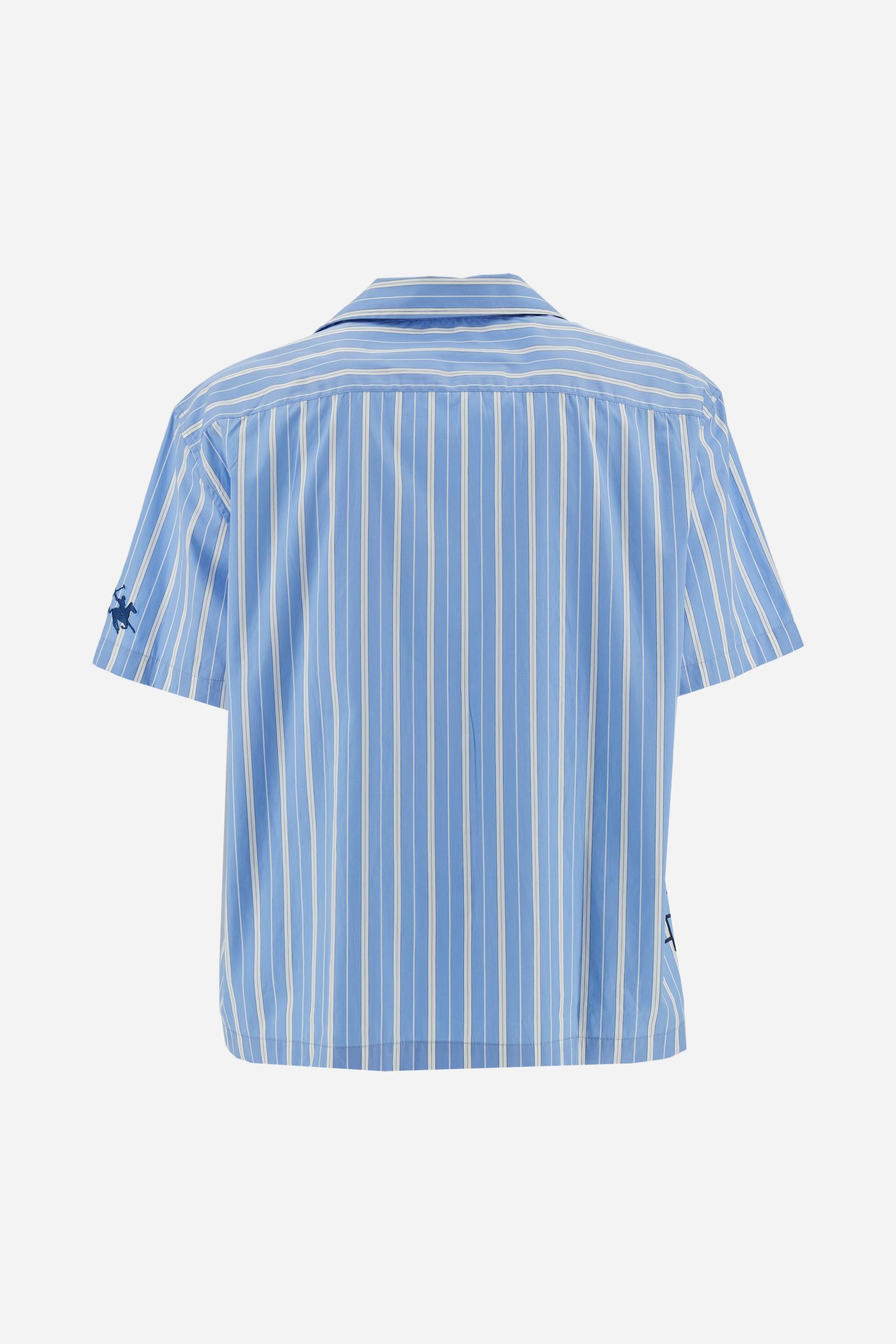Men's bowling shirt in striped poplin Mykonos Edition - Connor