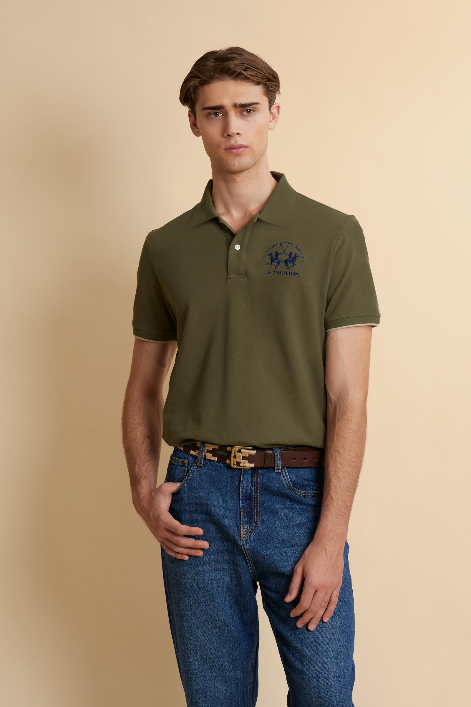 Men's short sleeve polo in stretch piqué with Iconic Team logo - Miguel