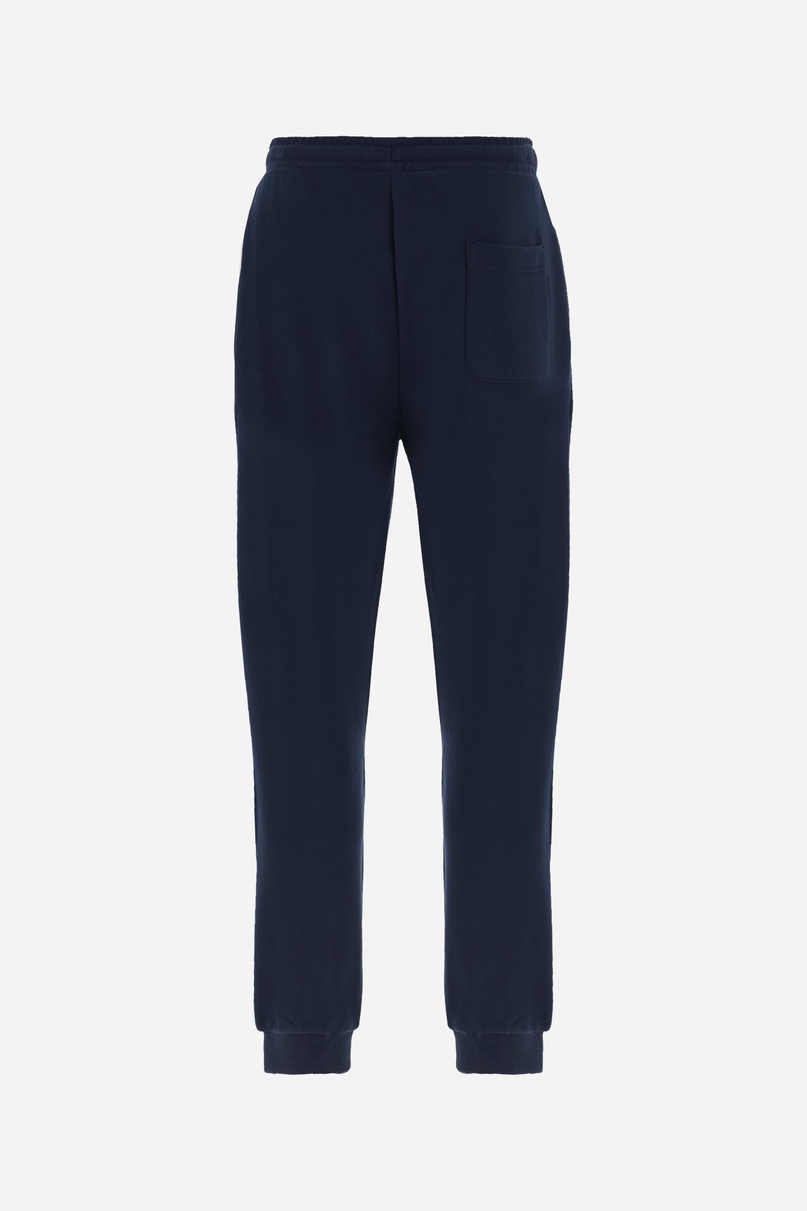 Men’s cotton fleece jogger pants with tapered cut and slim fit, ribbed cuffs and contrast embroidered logo. - Navy                                                                                                                                                                                                                                                                                                                                                                                                              