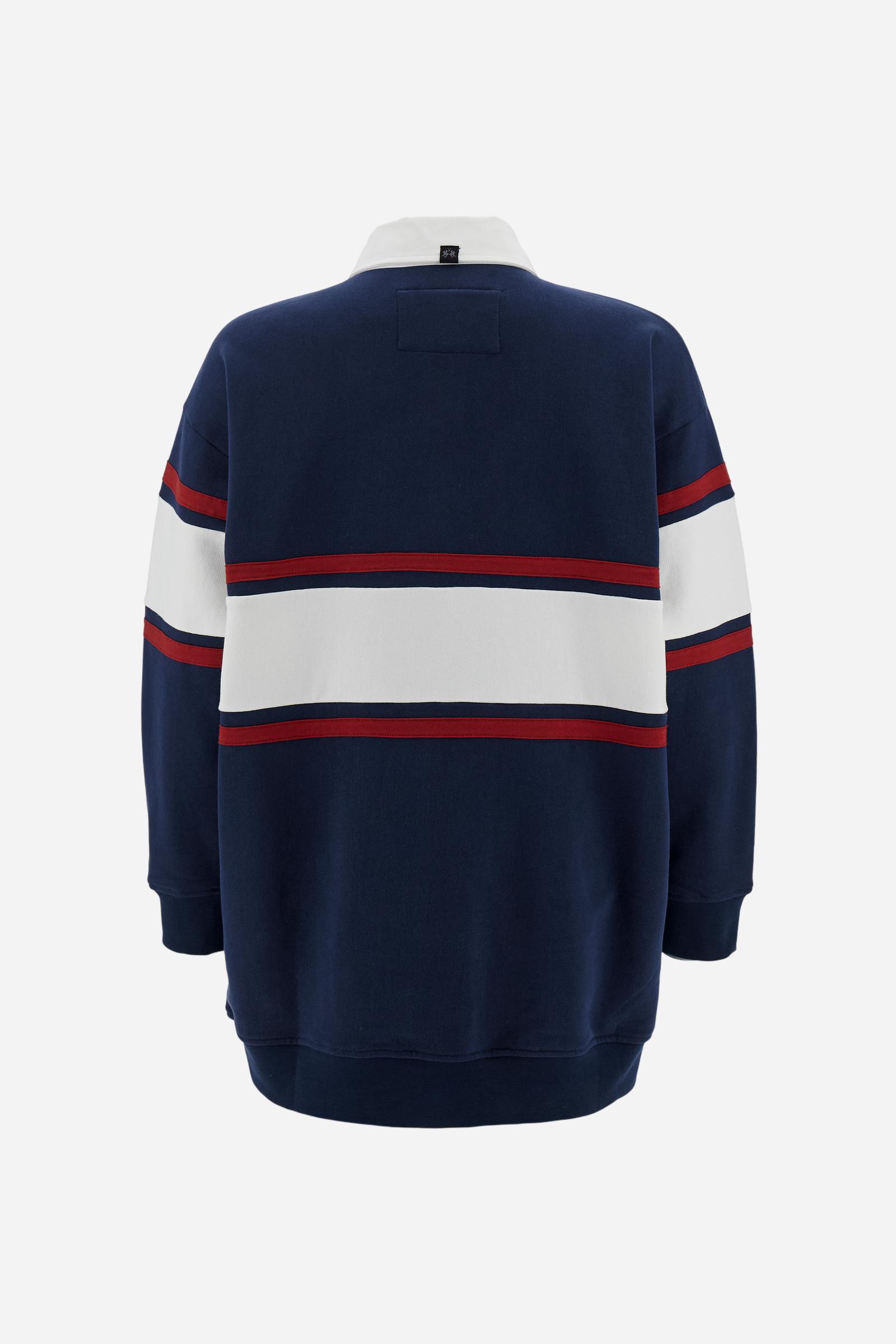 Women's oversized cotton sweatshirt with college stripes - Dione