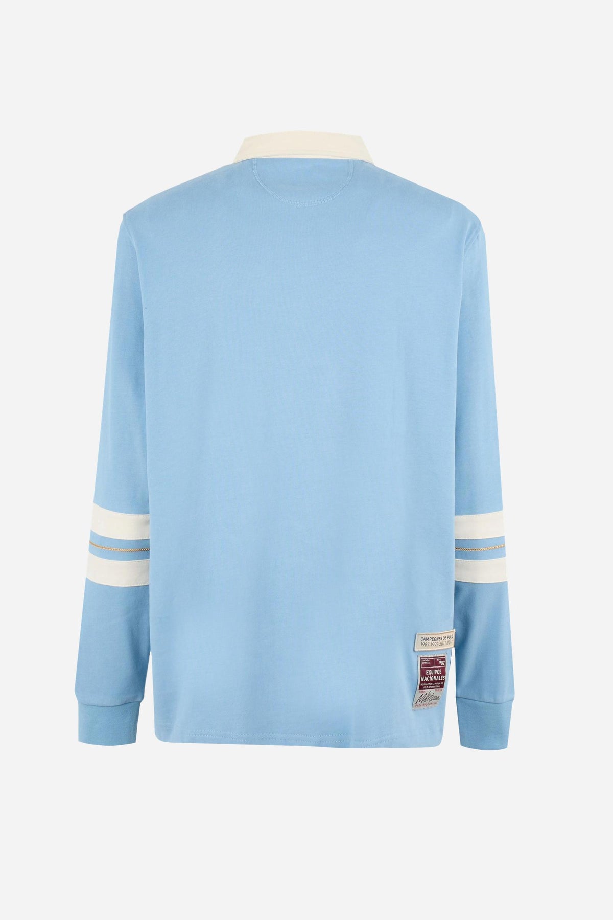Men's long-sleeve polo in 100% high-weight cotton jersey with a contrasting gabardine collar, embroidered details, and a relaxed, contemporary fit for durable comfort. - Glacier Lake