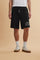 Men's bermuda shorts made from soft 100% cotton diagonal fleece. The regular relaxed cut reaches the knee and ensures maximum freedom of movement. The elastic waistband is completed by a flat tone-on-tone drawstring for adjustment. The design is finished with the brand's maxi logo embroidered in contrasting color with a 3D effect on the lower left leg. The model is wearing size L. - Black                                                                                                                         