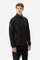 Men's long-sleeved sweatshirt in solid cotton-blend interlock with semi-glossy finish. Features customised front zip, stand-up collar, hem and cuffs in tone-on-tone rib. Large semi-gloss La Martina transfer on the back celebrates the brand's identity, while two patches on the right sleeve recall the Argentine polo association. Regular fit for a practical yet refined style. Model wears size L. - Black