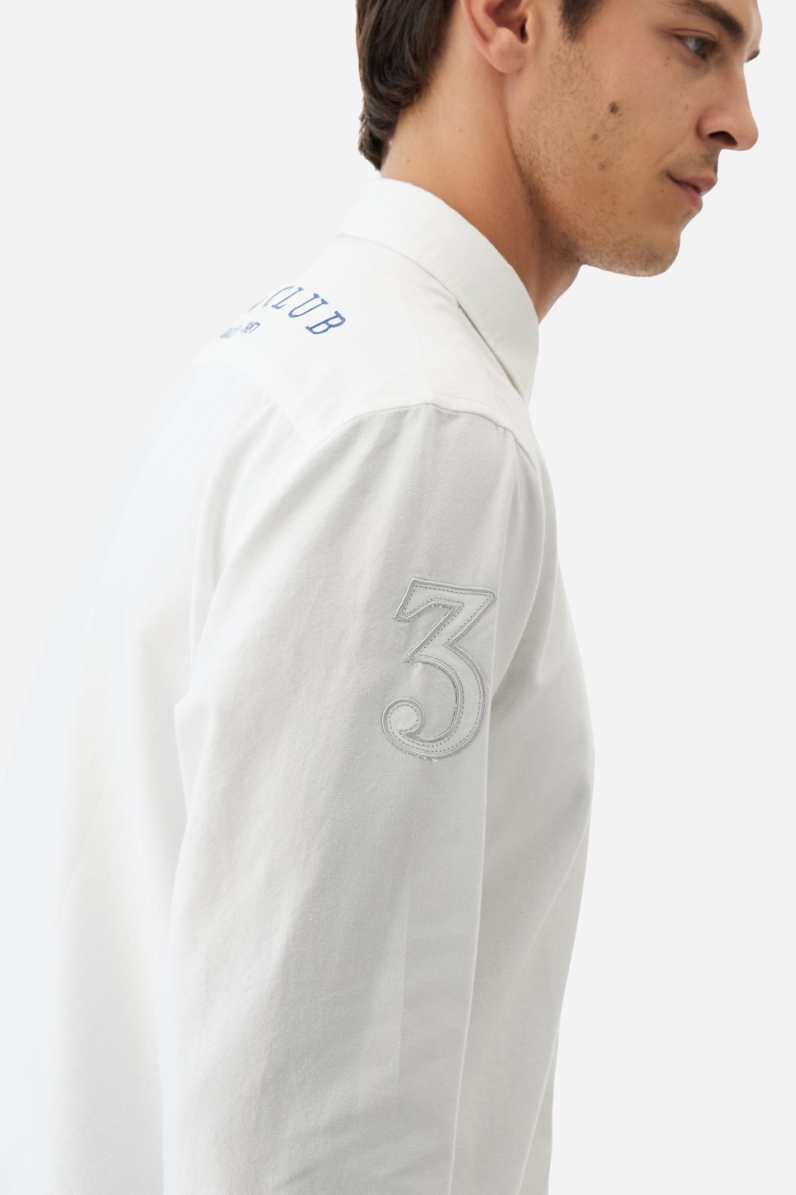 Men’s oxford stretch cotton shirt. Regular fit, button-down collar and contrasting Polo Club graphics. - Optic White