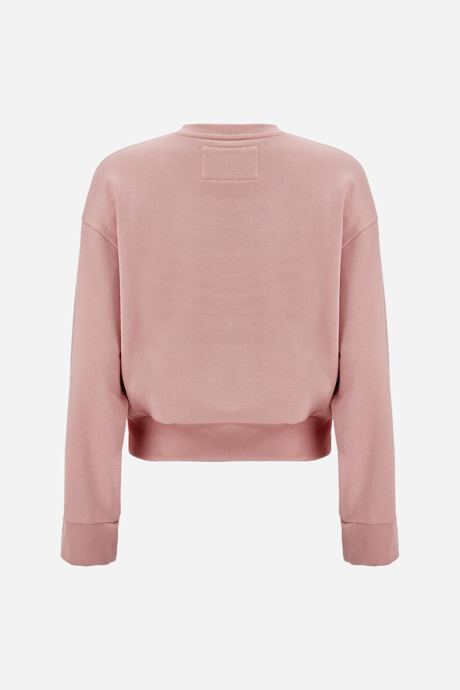 Sweat-shirt femme col rond en coton gratté - Dariana