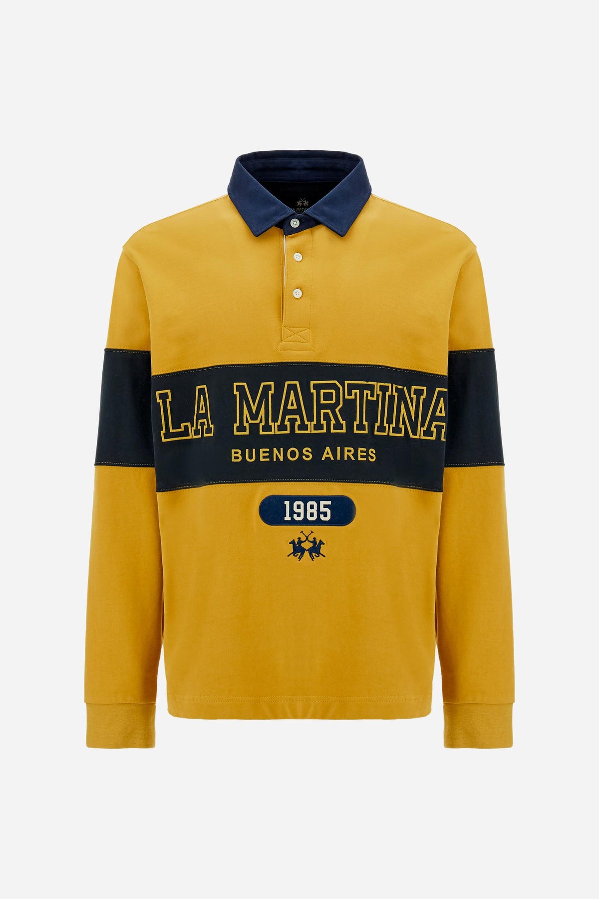 Men's long-sleeve polo shirt in Diamond cotton jersey