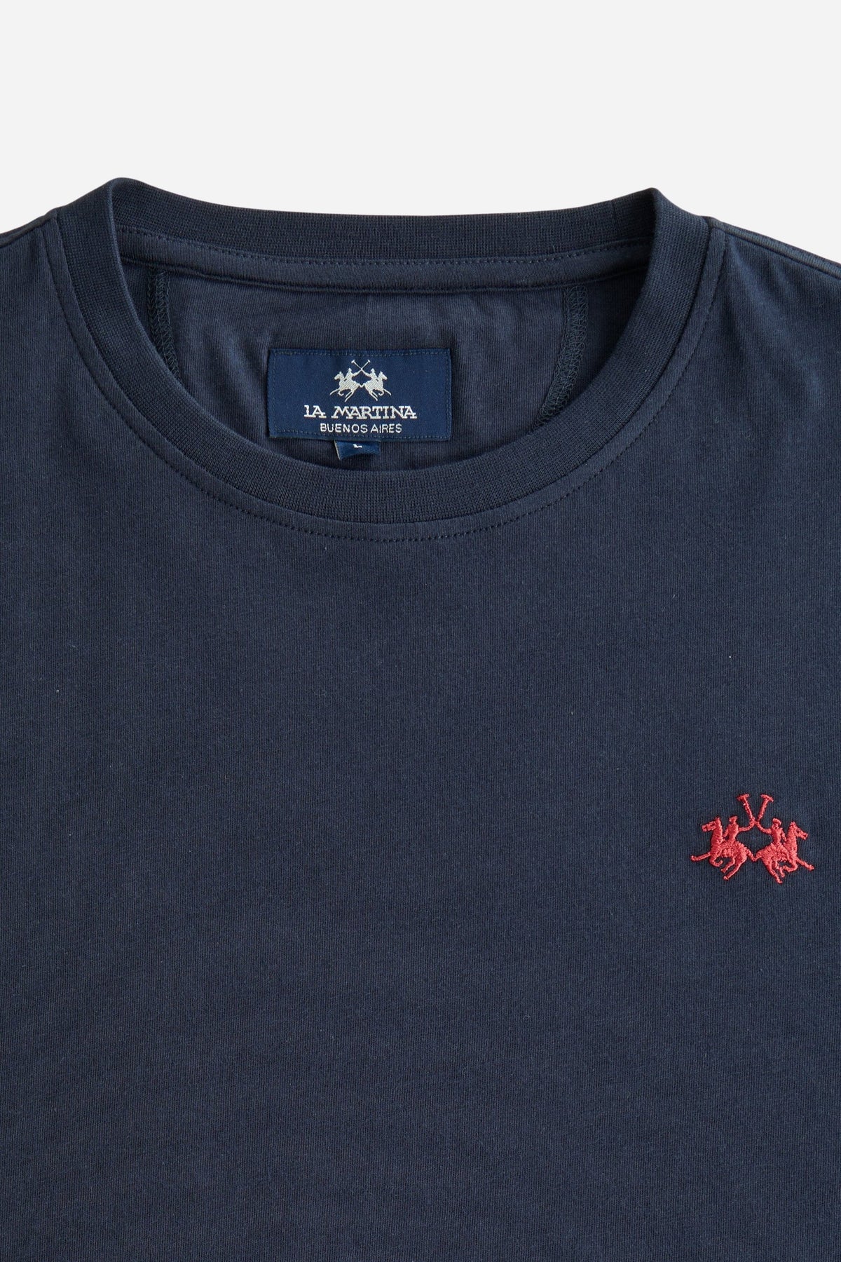 Men’s long-sleeve T-shirt in 100% cotton jersey with ribbed crew neck, regular fit, and subtle embroidered logo for all-day comfort and classic style. - Navy Blazer