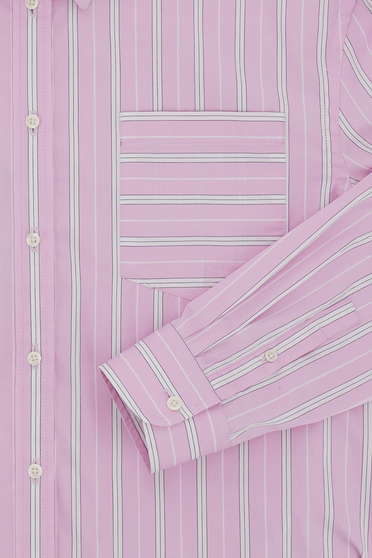 Women’s long-sleeve striped poplin shirt with a relaxed fit and dropped shoulders. Chest pocket and maxi contrasting embroidered logo on the back yoke. - Fairy Tale/Opt.White                                                                                                                                                                                                                                                                                                                                                  