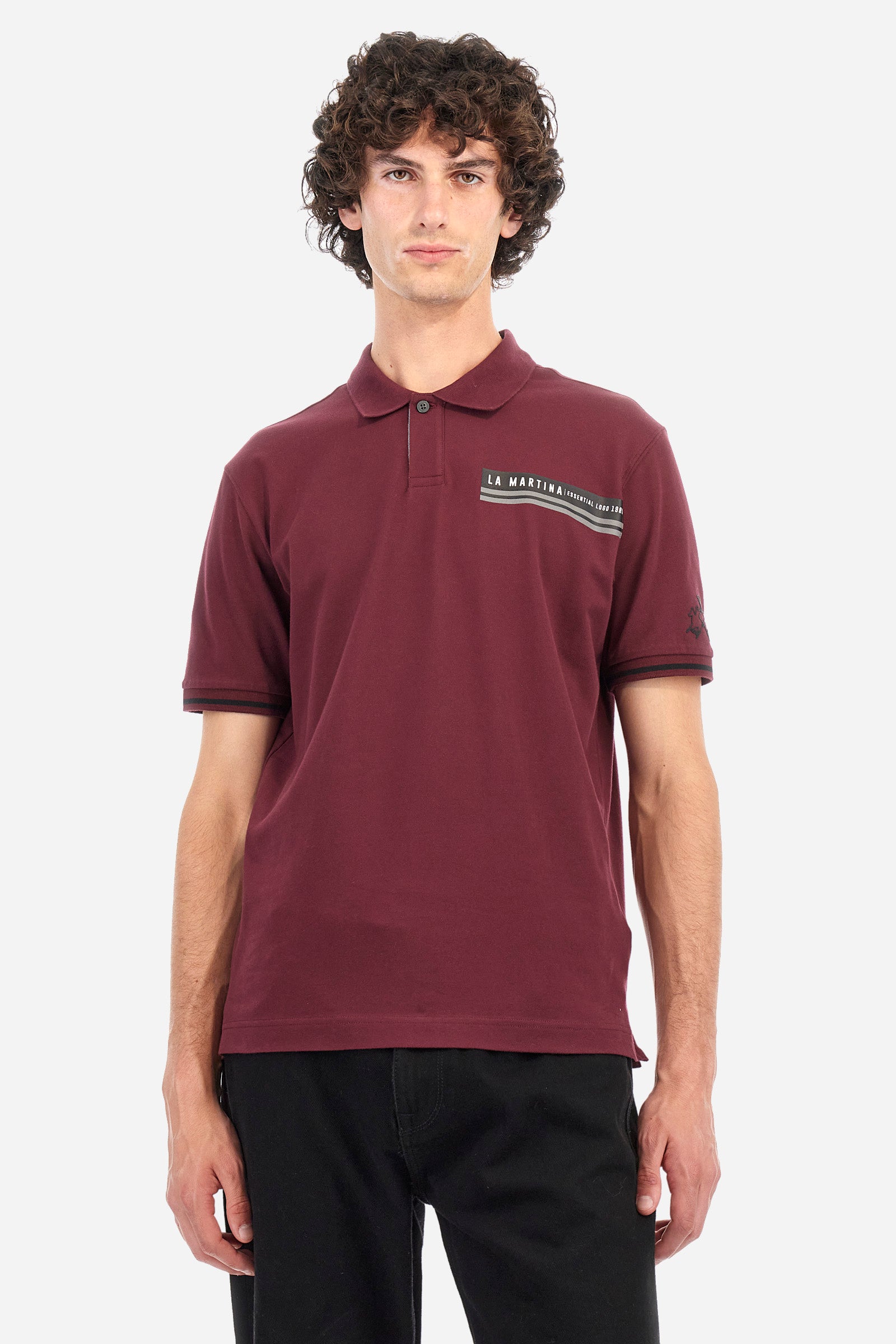 Regular fit polo shirt in stretch cotton - Zaccariah