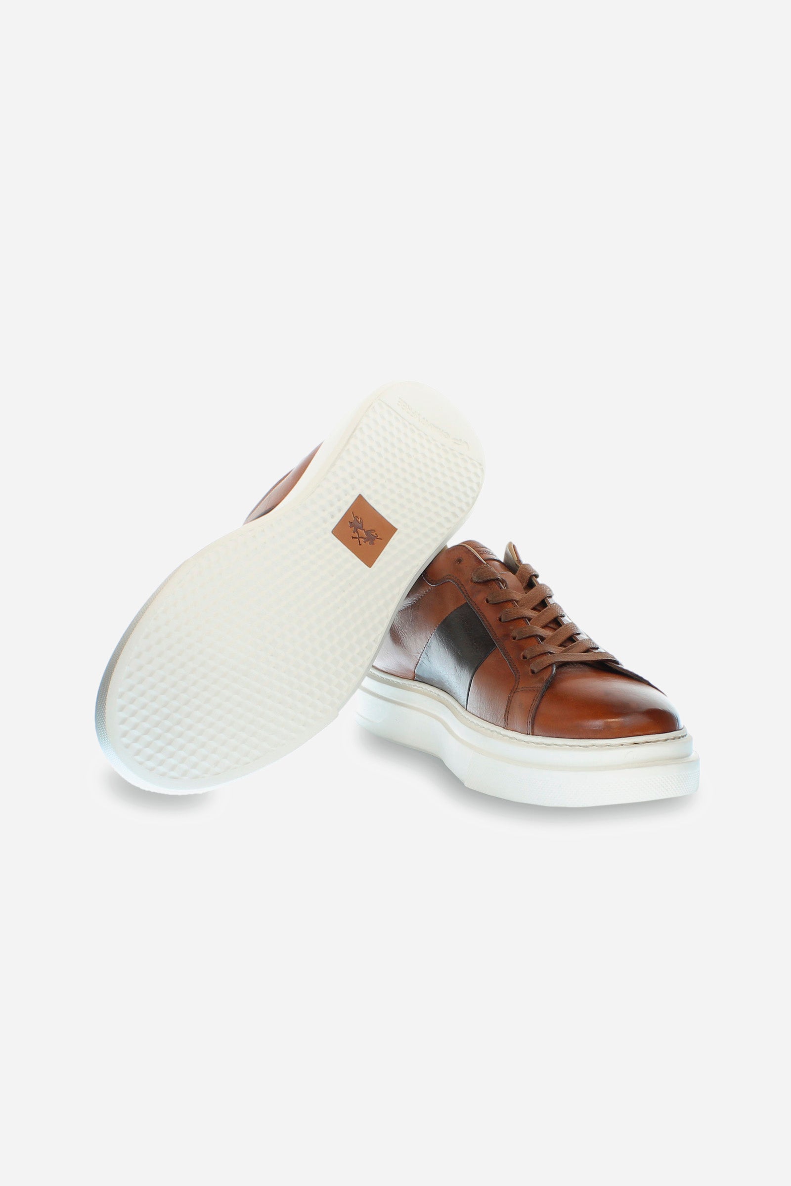 Men's trainer in multi-coloured leather