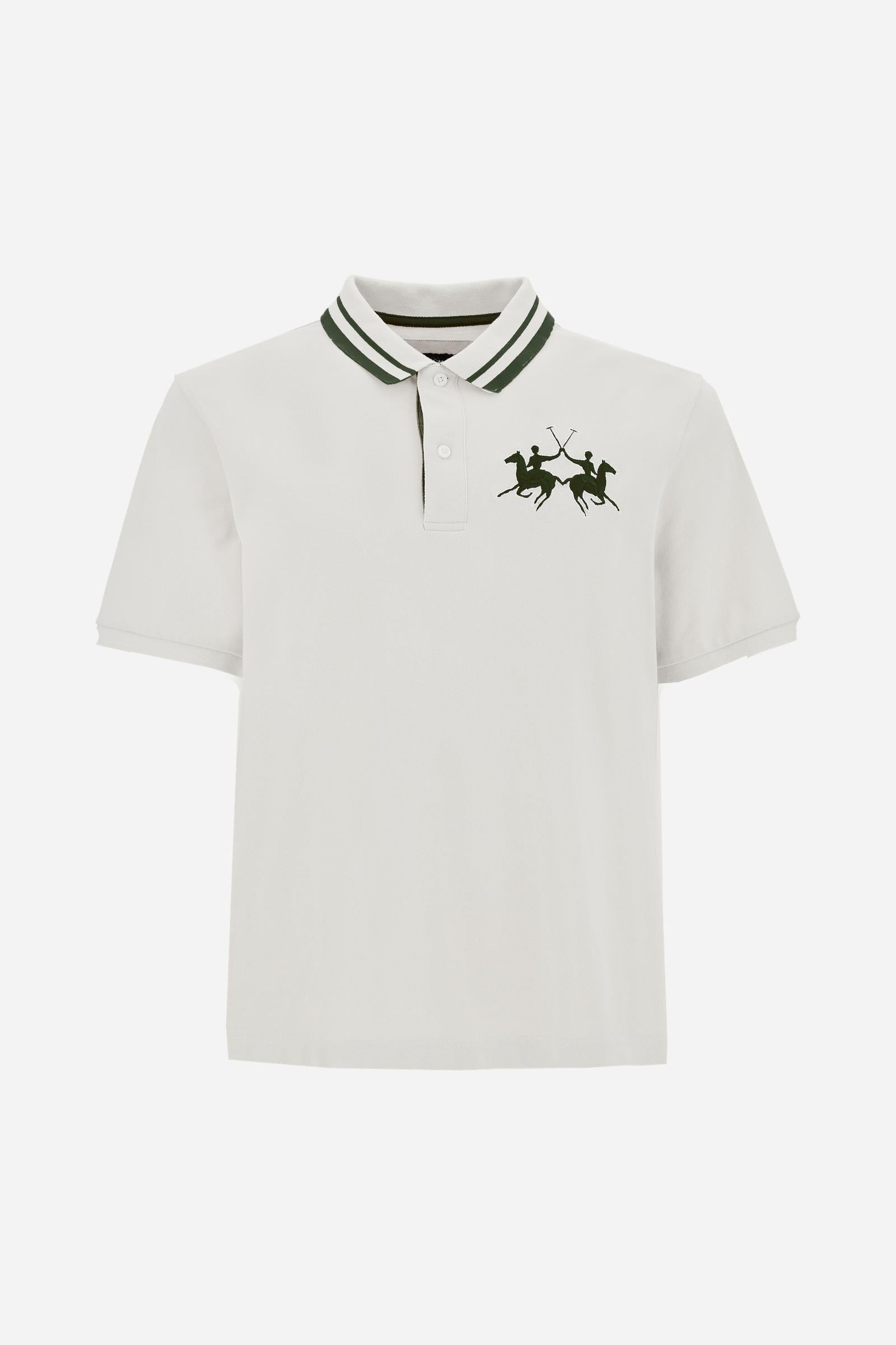Men’s short-sleeve cotton piqué polo shirt with a new contemporary fit. Embroidered maxi logo and bold colour contrasts define the style. - Optic White                                                                                                                                                                                                                                                                                                                                                                         
