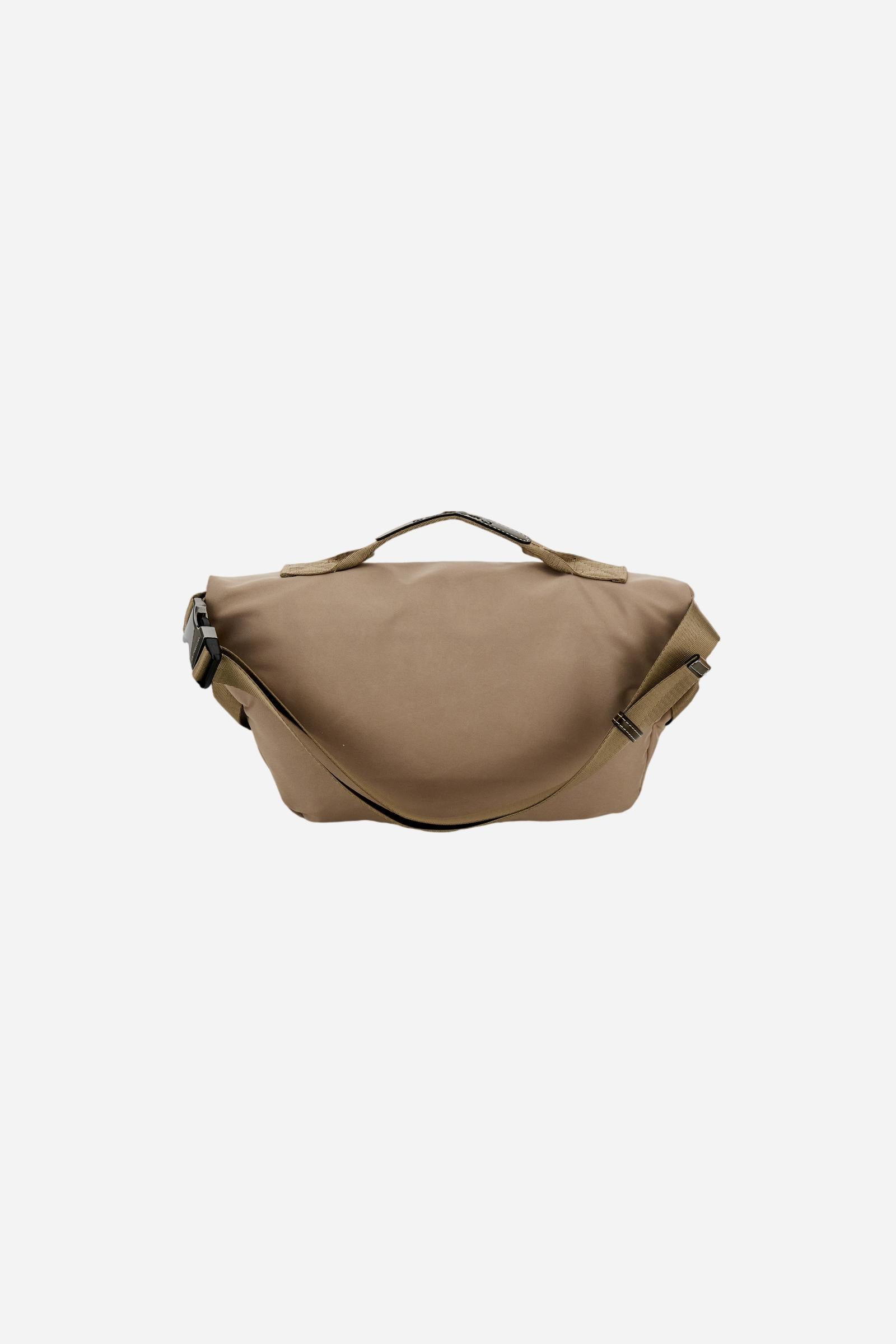 Bum bag in matte technical canvas with eco-leather details, front maxi logo, short handle and adjustable strap. - Gaucho / Olive                                                                                                                                                                                                                                                                                                                                                                                                