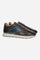 Men's sneaker combining calf and vegetable-tanned leather with artisanal stitching, branded logo, and high-cushioning rubber PU sole for lasting comfort and style. - Dark Brown