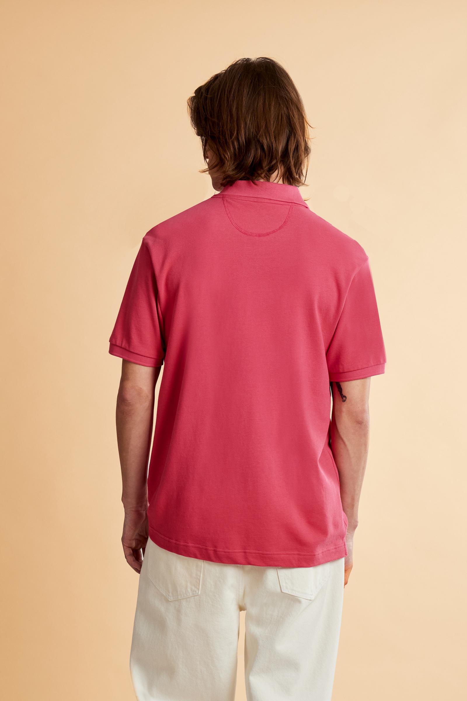 Men’s short sleeve cotton piqué polo shirt with regular fit, two-button placket and contrast brand logo. - Fandango Pink                                                                                                                                                                                                                                                                                                                                                                                                        
