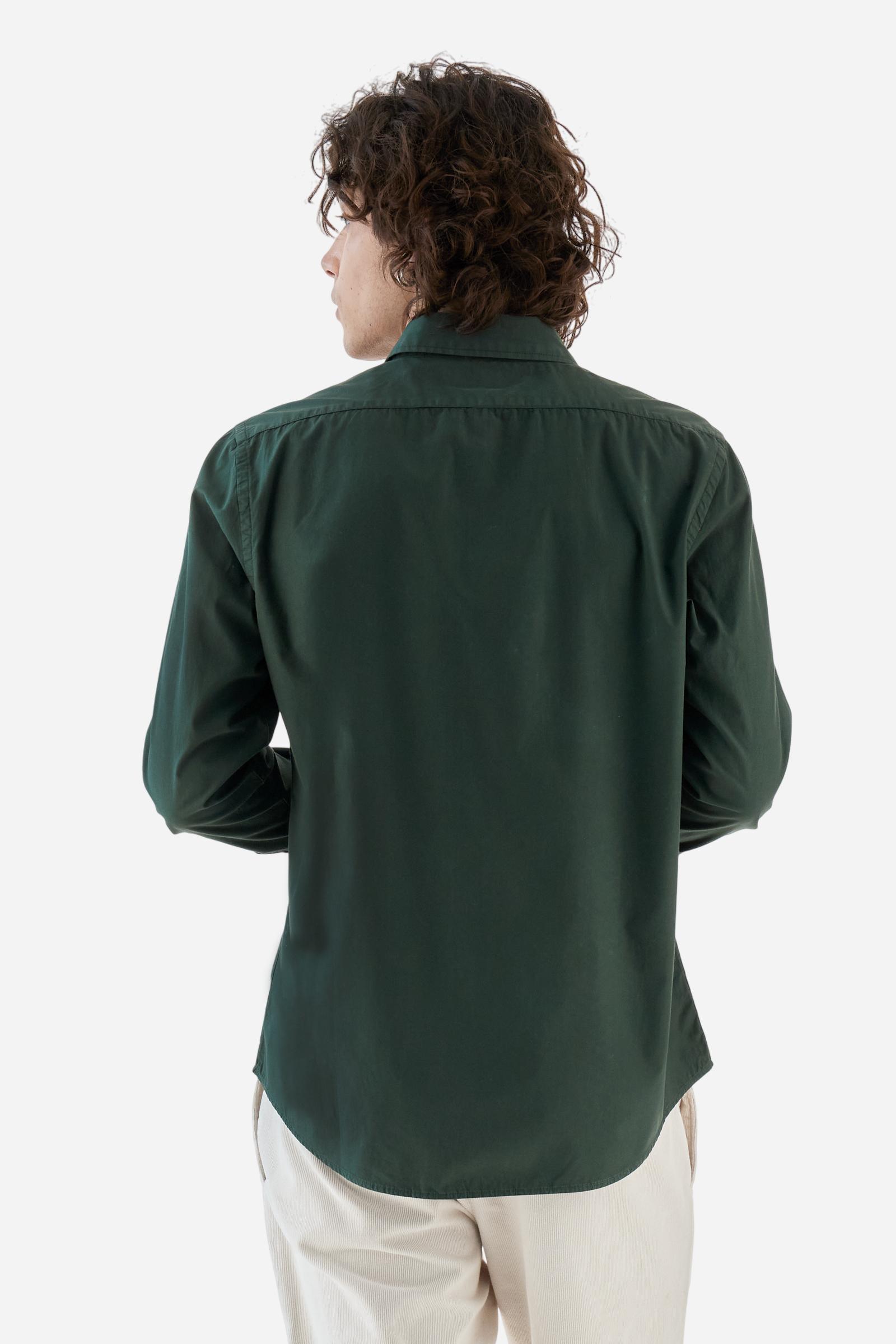 Men's long-sleeved shirt in cotton poplin. Slim fit with button-down collar. - Sycamore