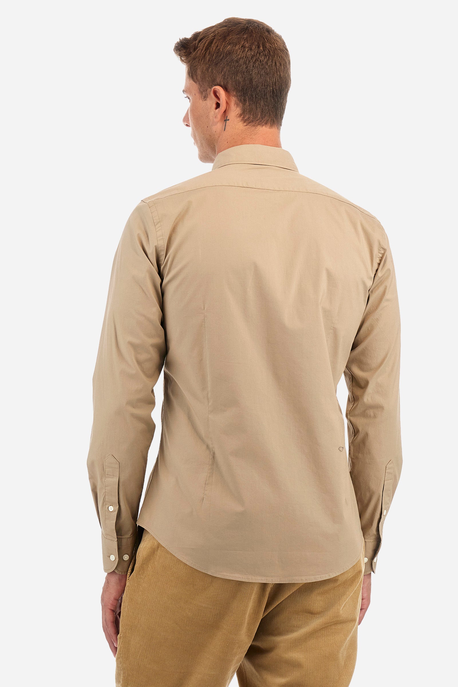 Slim-fit shirt in elasticated cotton - Leon