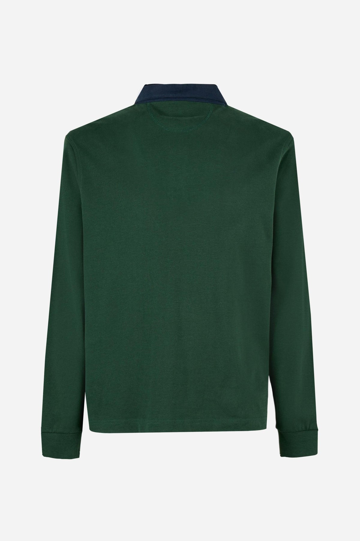 Men's long-sleeve polo made from heavy cotton jersey with ribbed cuffs, contrasting gabardine collar, embroidered logo, and a comfortable regular fit. - Sycamore