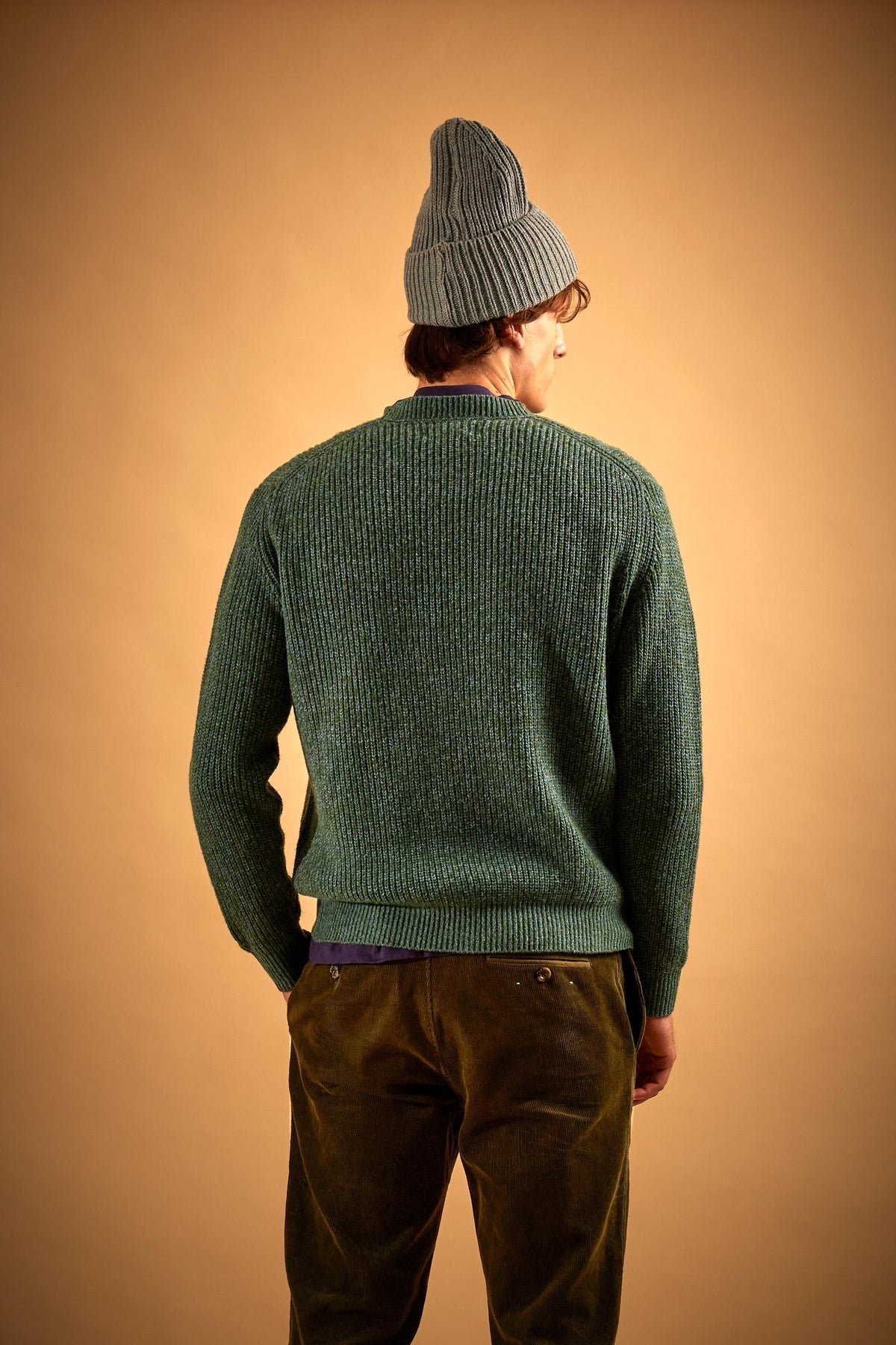 Men's crew neck mouliné lambswool sweater - Eddy