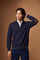 Pull homme à fermeture éclair intégrale en coton et laine avec coudières - Emerson