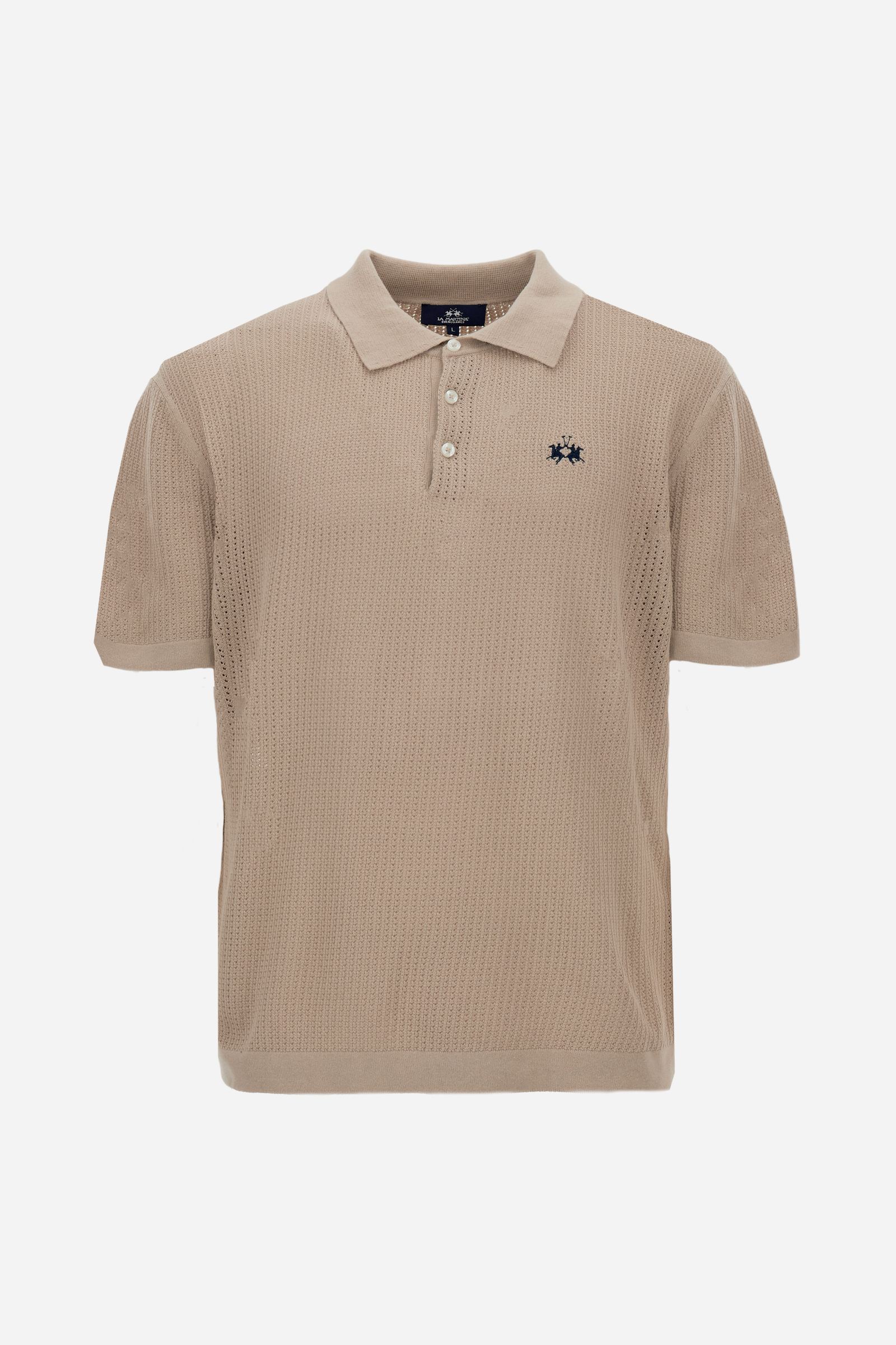 Men’s polo shirt in open-knit organic cotton - Carlton