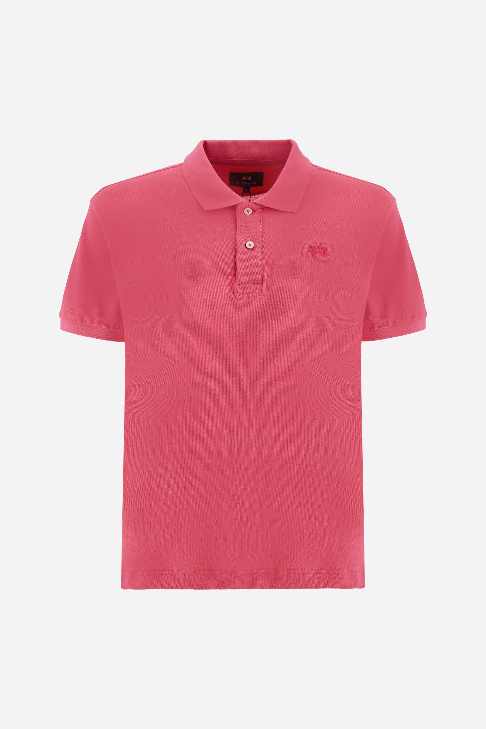 Men’s short sleeve cotton piqué polo shirt with regular fit, two-button placket and contrast brand logo. - Fandango Pink                                                                                                                                                                                                                                                                                                                                                                                                        