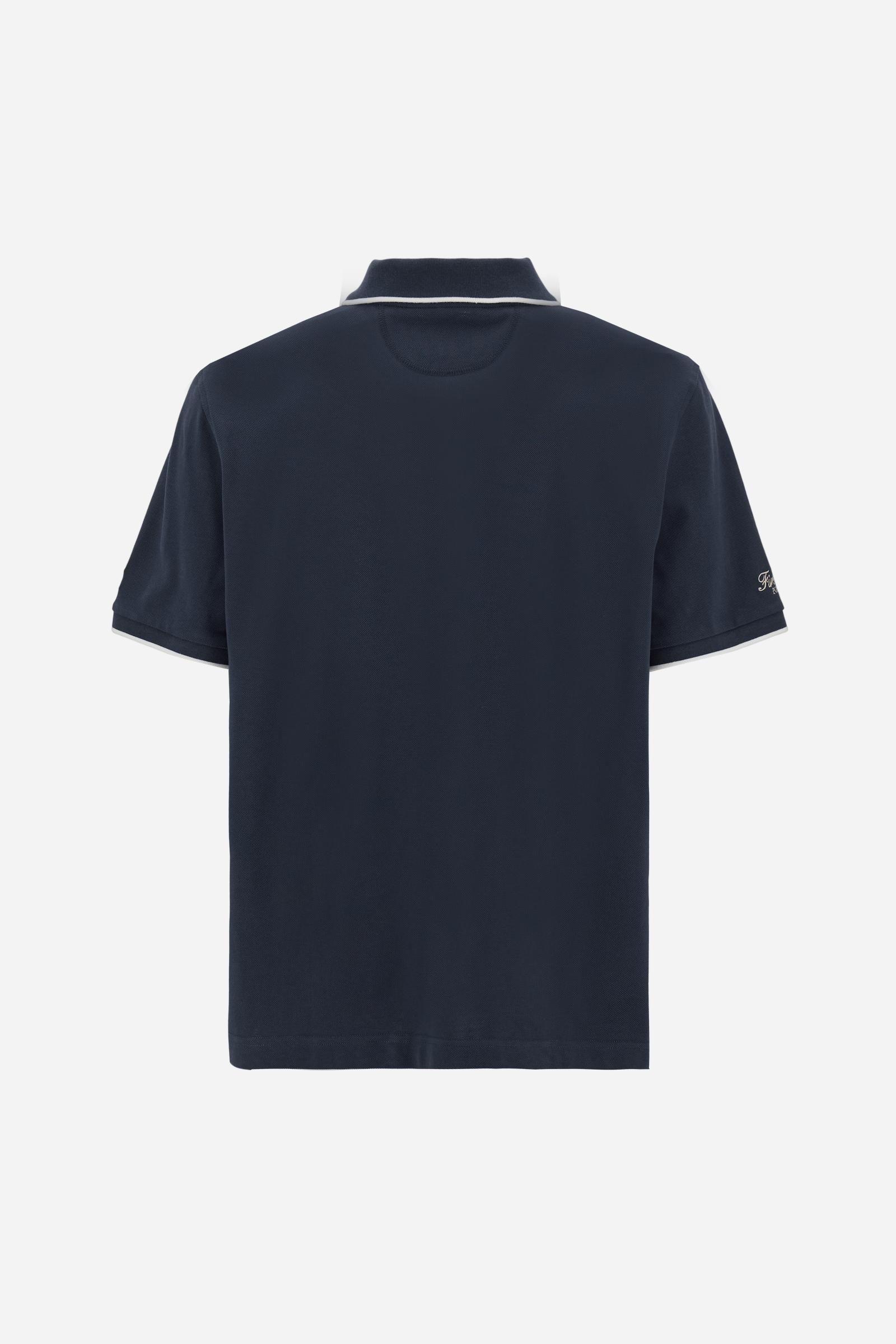 Piqué cotton polo with classic collar and contrast details. Graphic embroidery on chest and sleeves, including the “Academy Polo Club” crest. Modern clean fit. - Navy                                                                                                                                                                                                                                                                                                                                                          