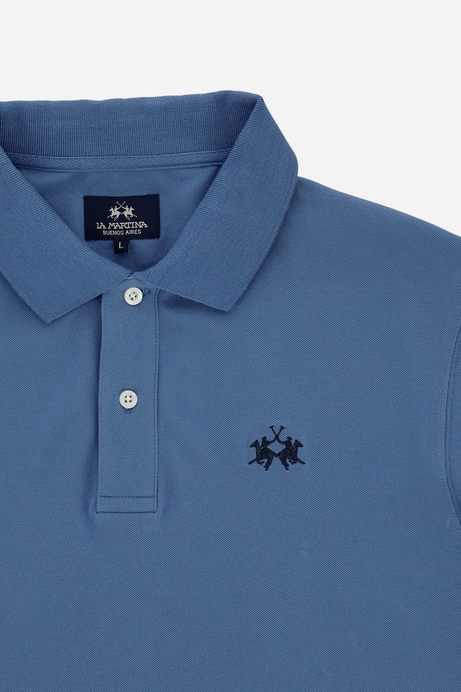 Men’s stretch piqué polo with sleeve number – Ray