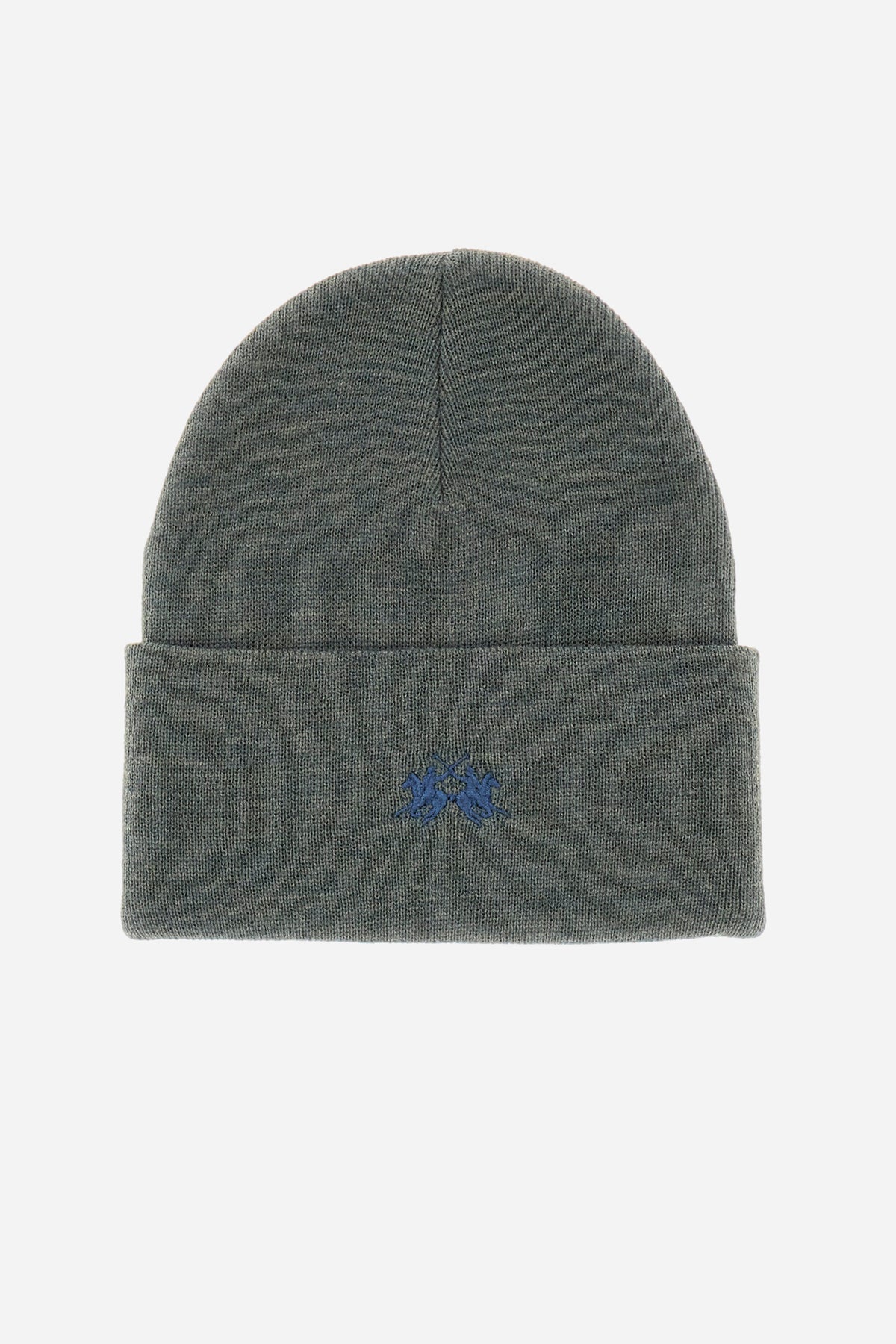 Unisex knitted beanie hat with cuff and embroidered logo. Basic model. - Smoke Heather Grey                                                                                                                                                                                                                                                                                                                                                                                                                                     