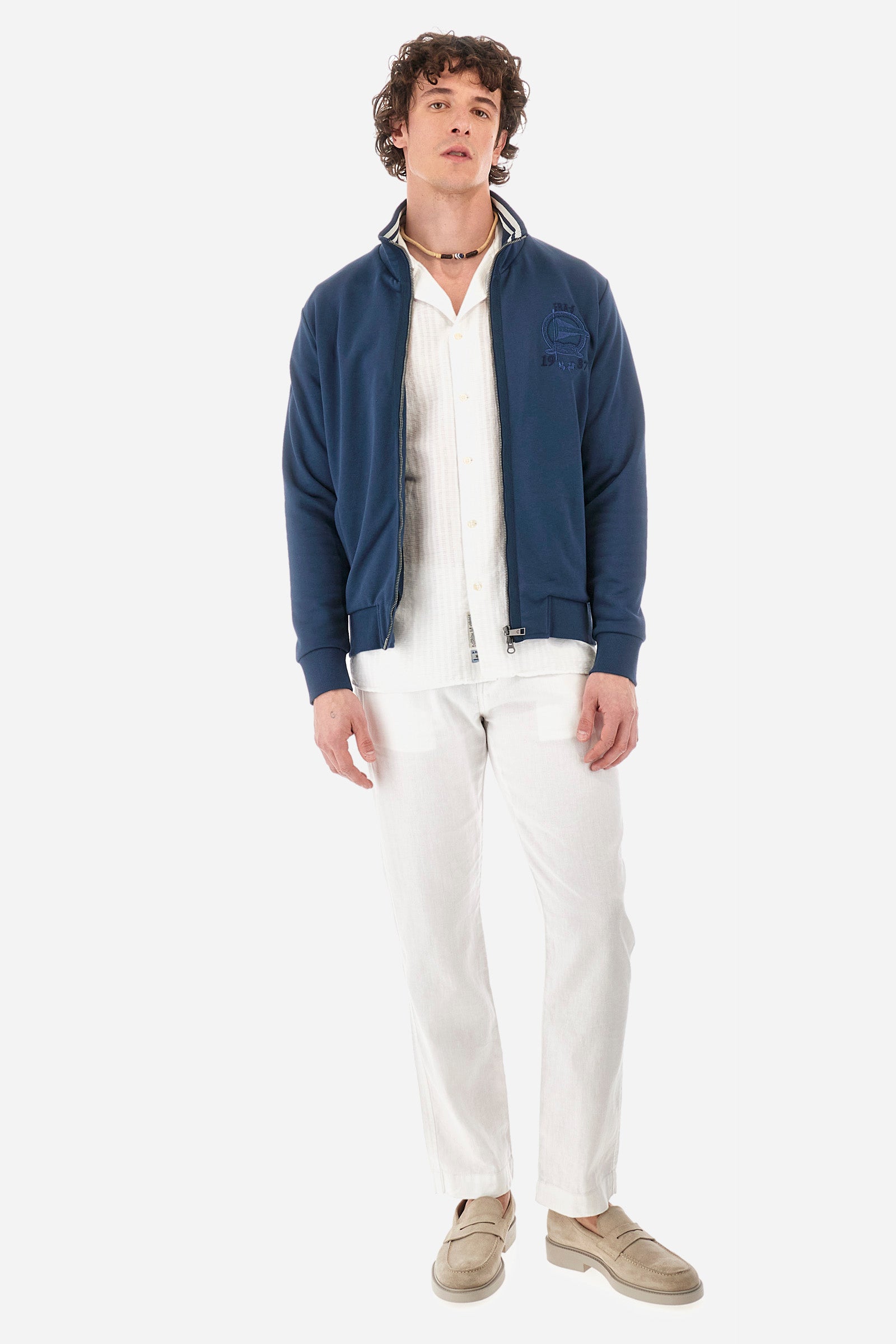 Camisa de manga corta con estampado de rayas en algodón y lino - Yul