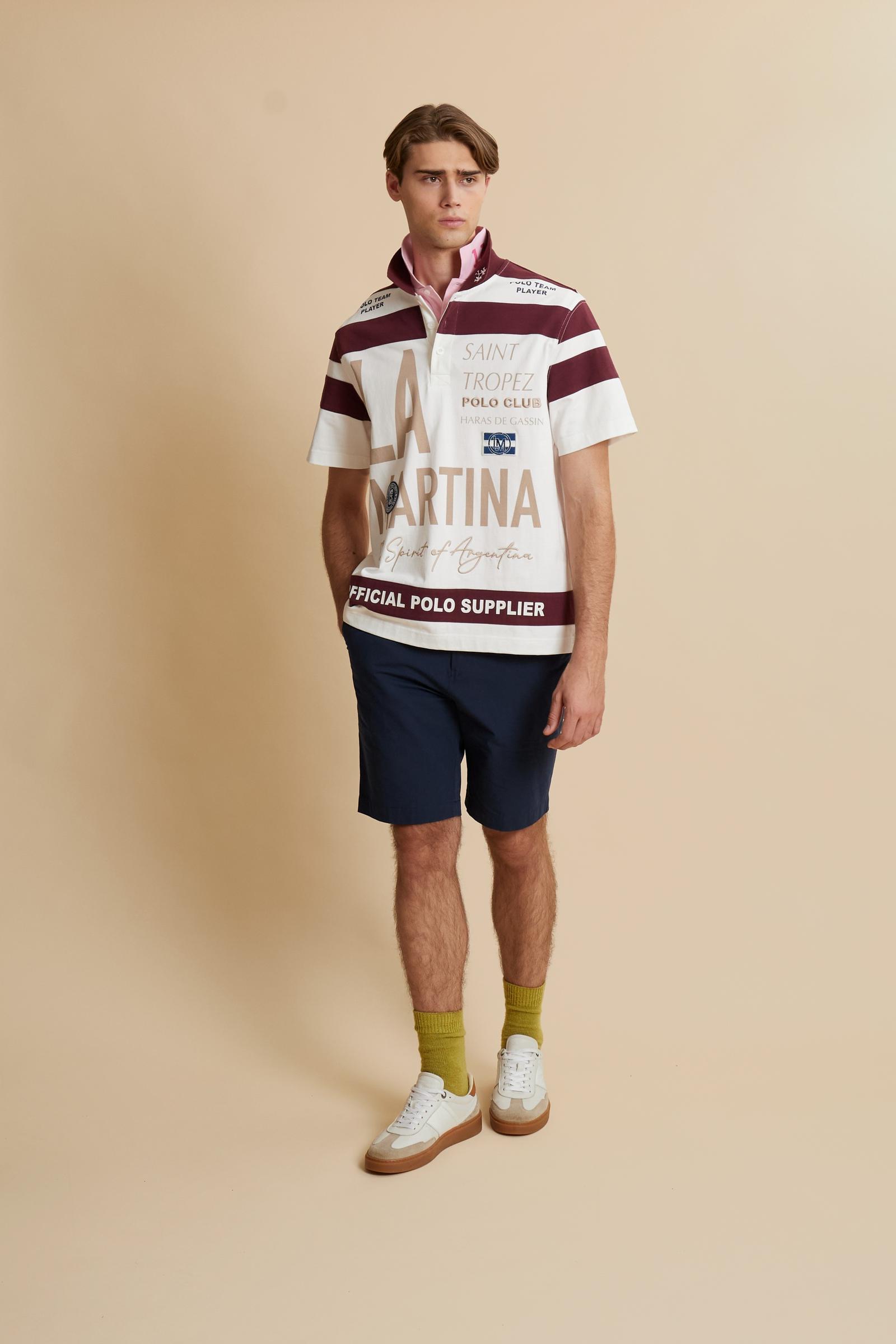 Men’s short-sleeved two-tone heavy cotton jersey polo shirt St. Tropez Edition - Clinton