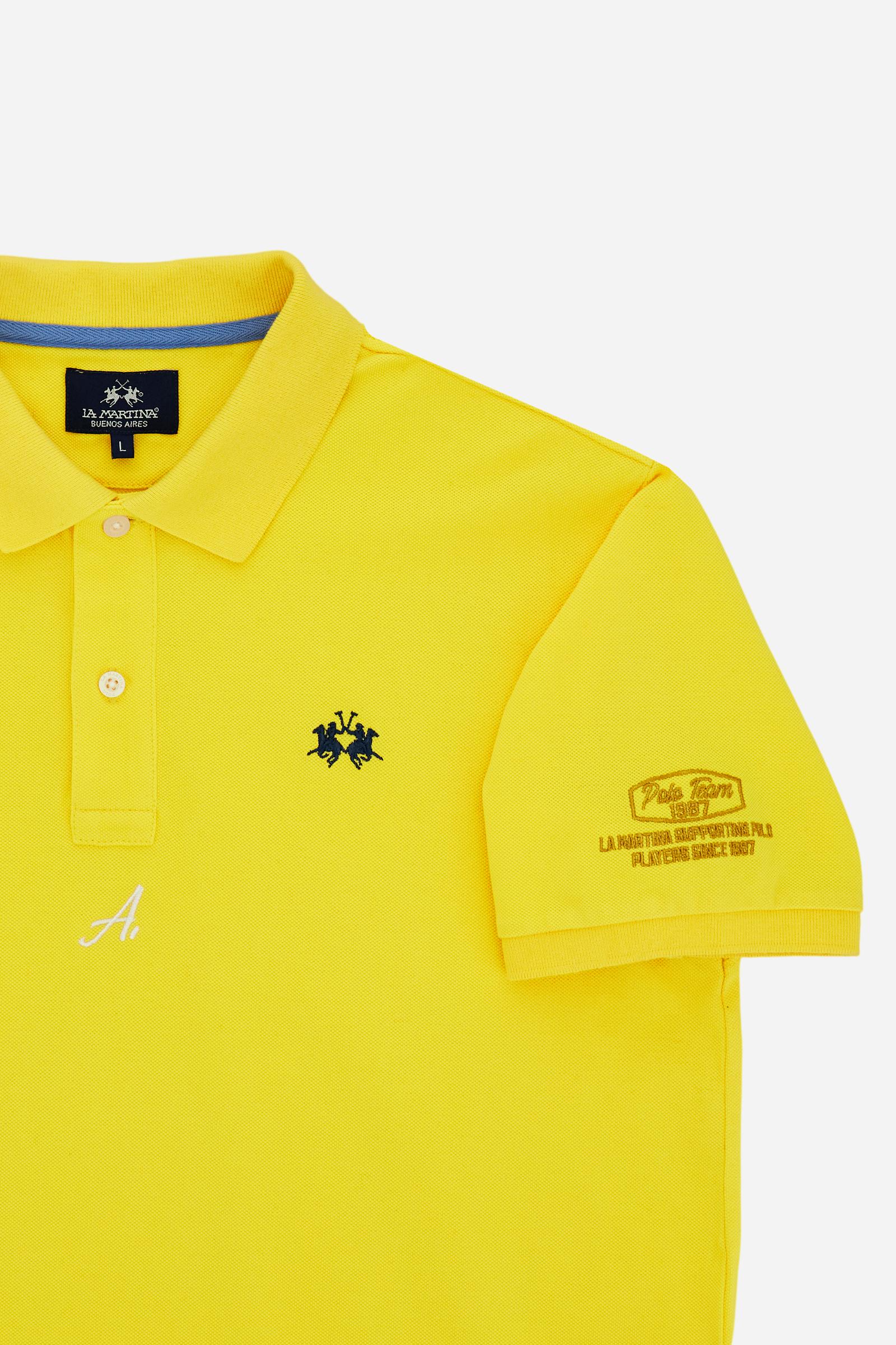 Men’s cotton piqué polo with regular fit. Nations collection featuring country-inspired graphics. - Empire Yellow