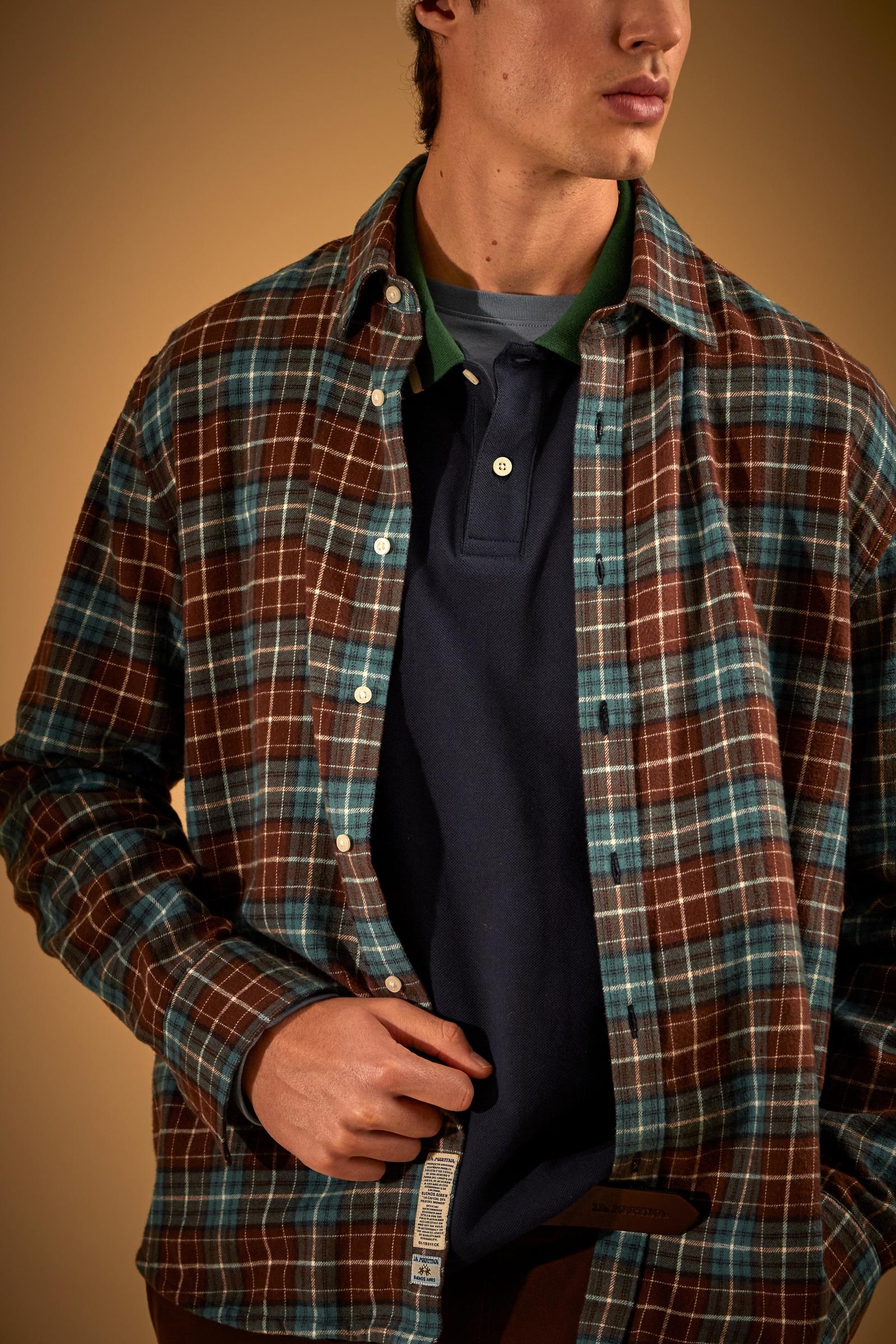 Men's cotton flannel checkered shirt
