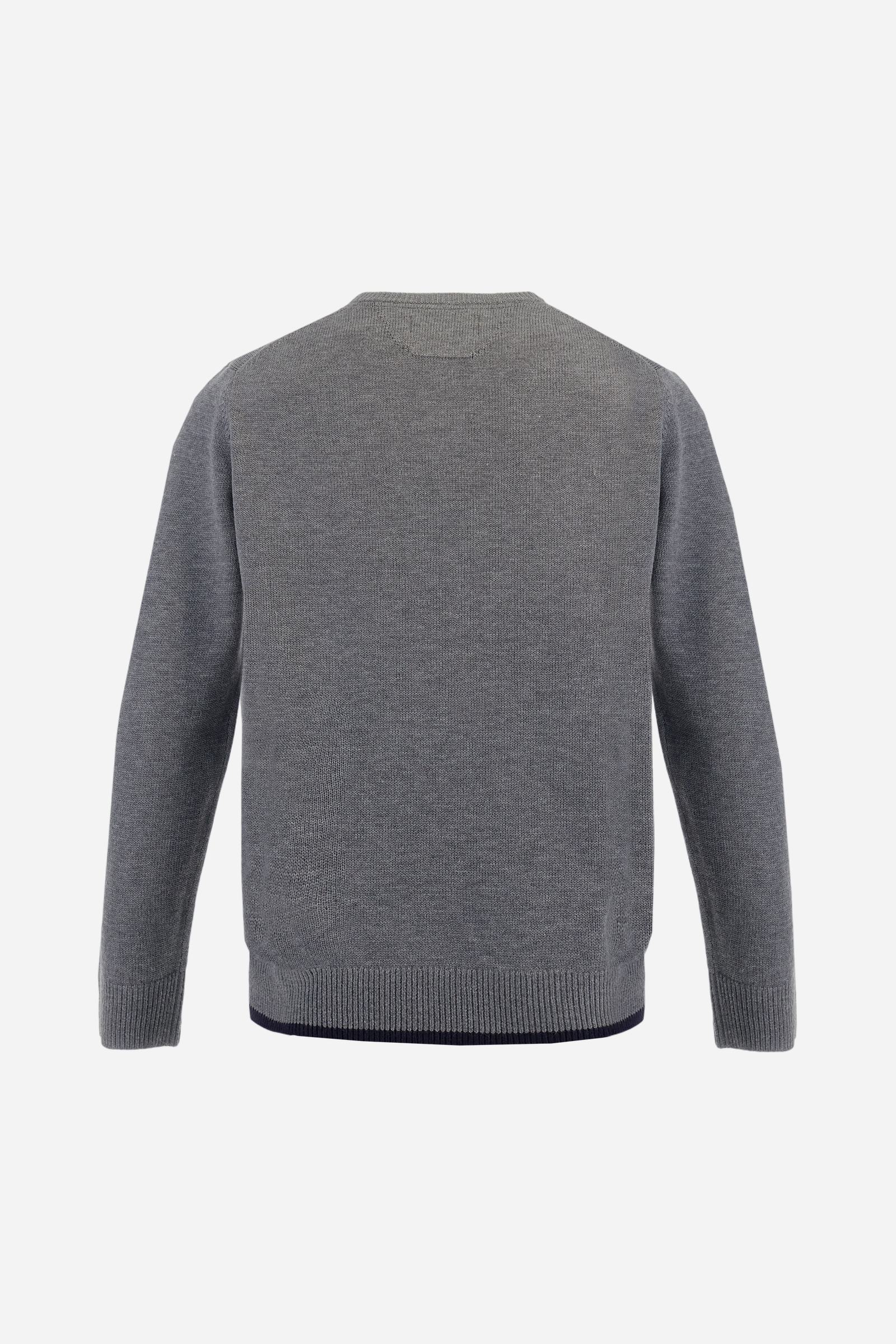 Men’s crew neck sweater with argyle pattern in cashmere blend - Boni