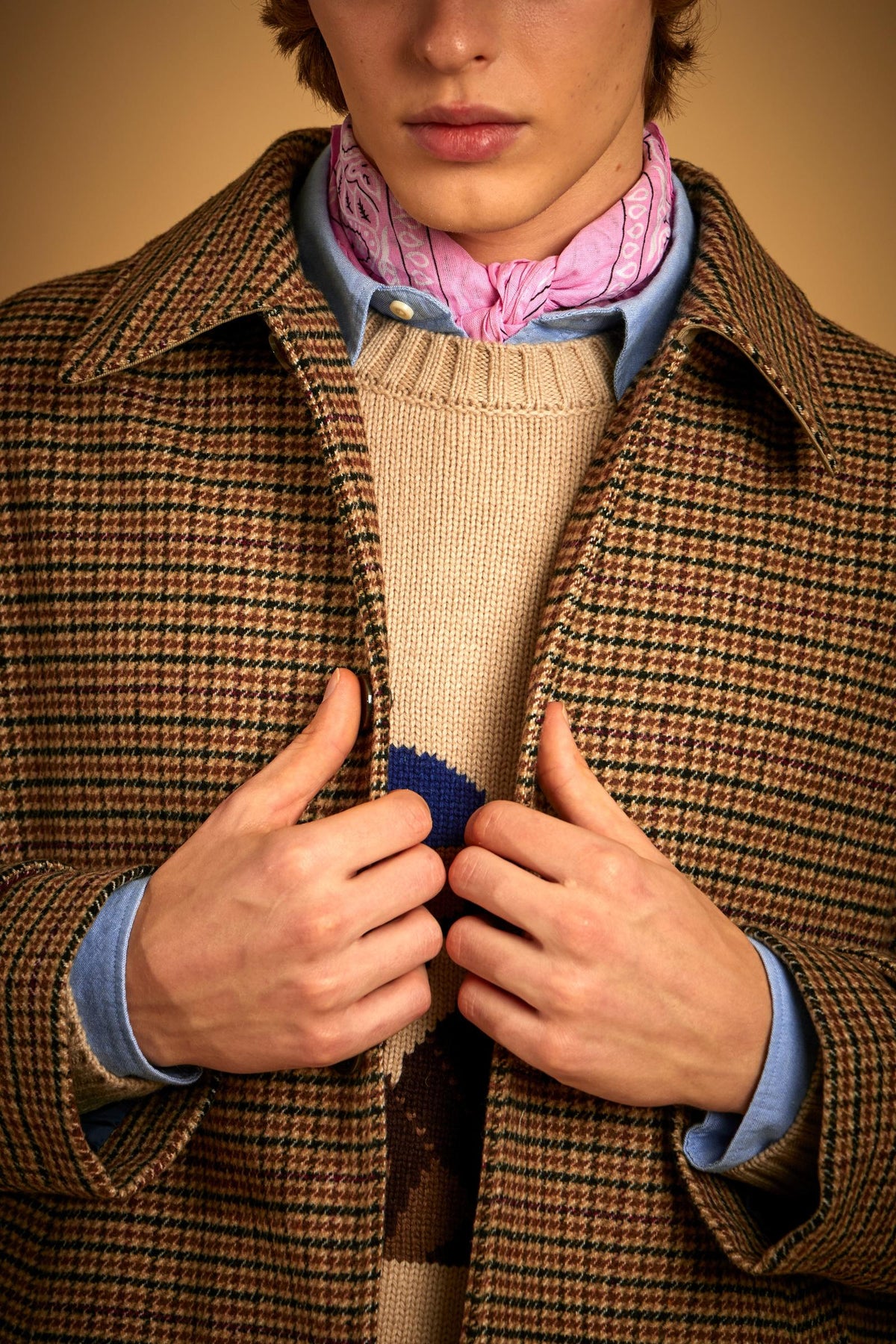 Men's padded wool blend checkered coat - Doug