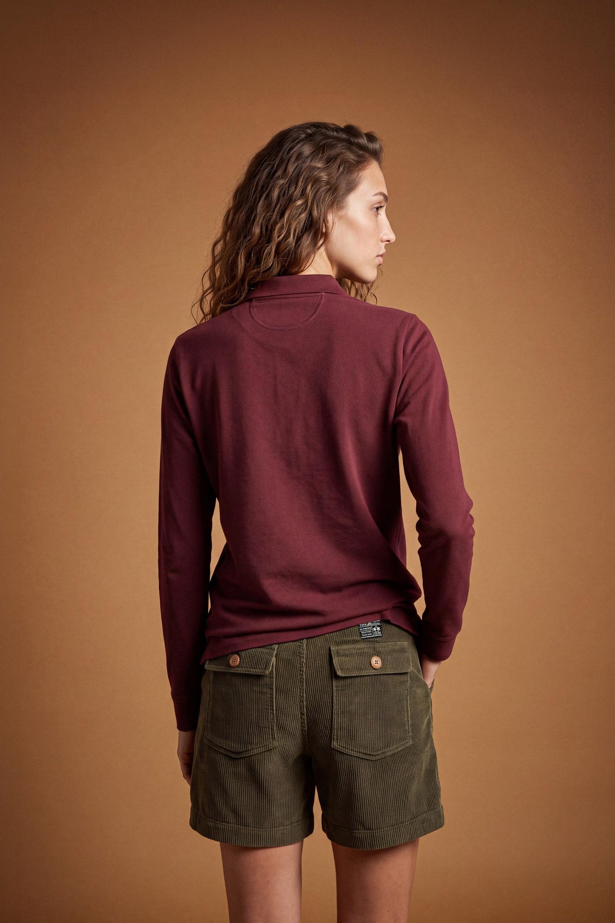 Women's long-sleeve polo shirt in 100% cotton piqué with a regular fit, ribbed collar, button front, fabric cuffs, and embroidered brand logo detail. - Port Royale