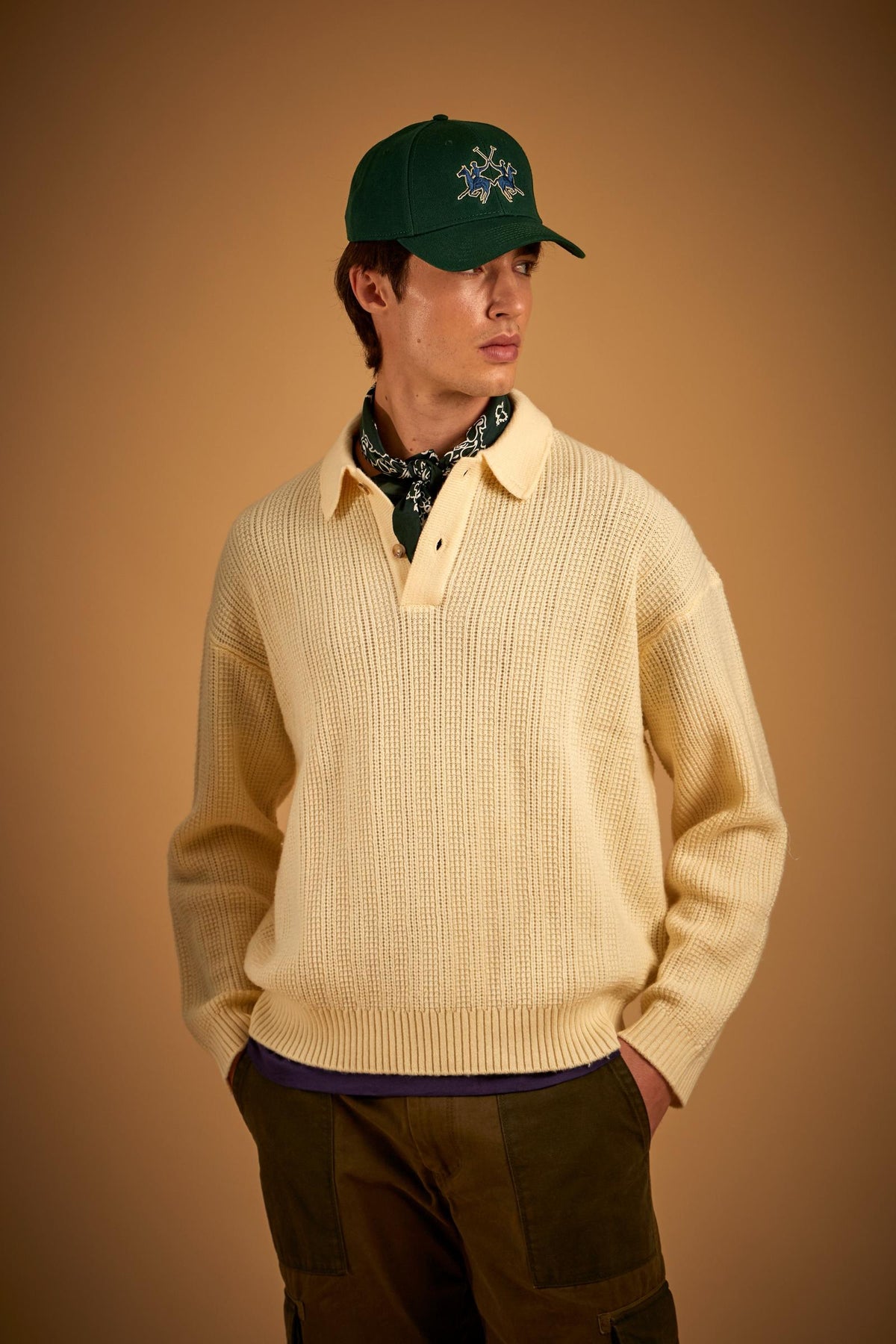 Men's long-sleeve polo shirt in wool blend knit – Ernardo