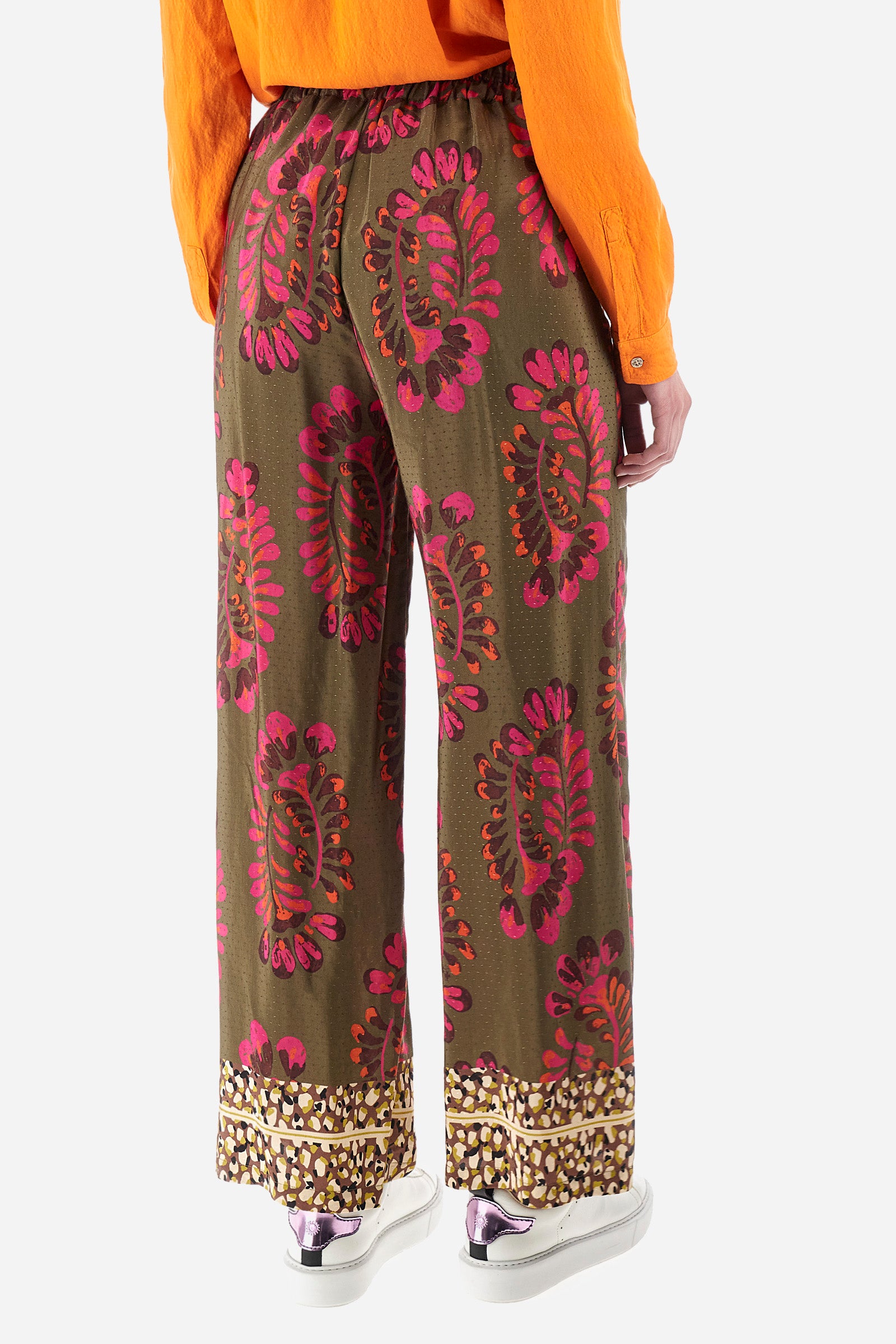 Regular-fit palazzo trousers in a synthetic fabric - Yesmena