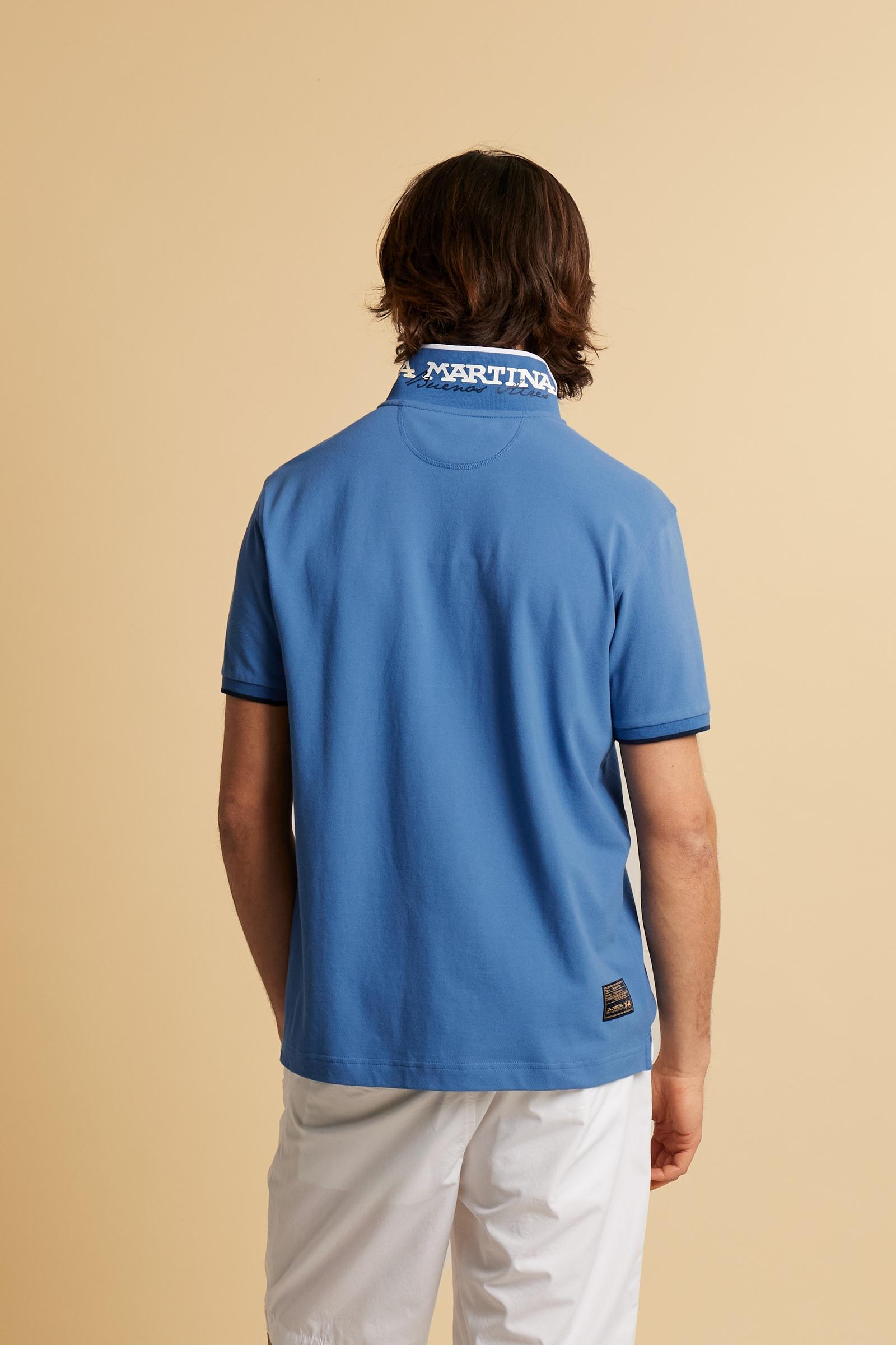 Men’s short-sleeve stretch piqué polo shirt with a regular fit. Ribbed trims with contrast piping, tricolour logo and embroidered undercollar detail. - Riviera                                                                                                                                                                                                                                                                                                                                                                 