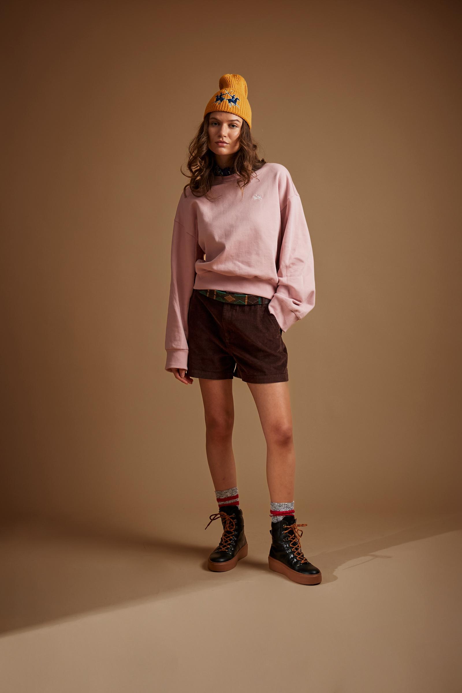 Sweat-shirt femme col rond en coton gratté - Dariana