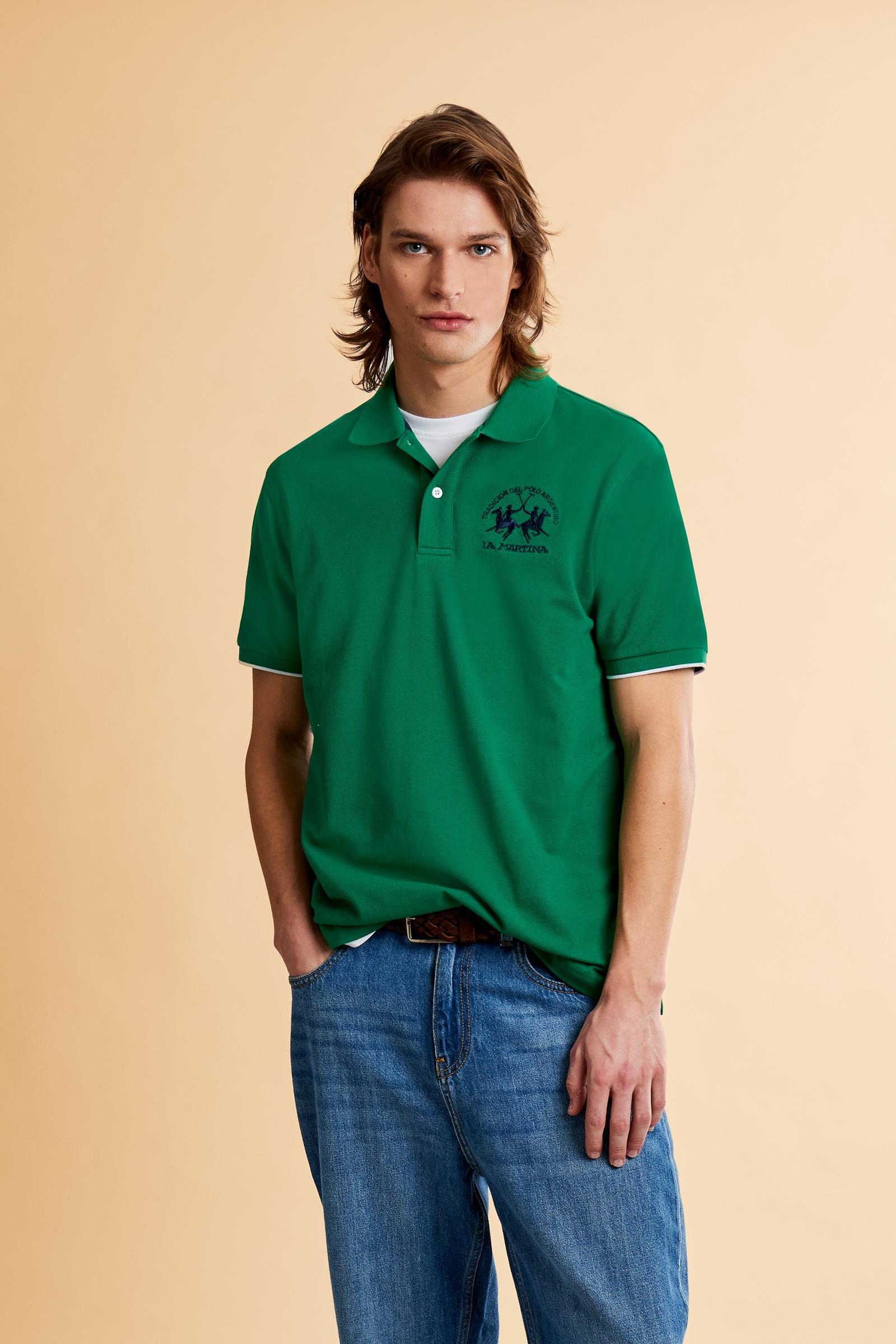 Men's short sleeve polo in stretch piqué with Iconic Team logo - Miguel