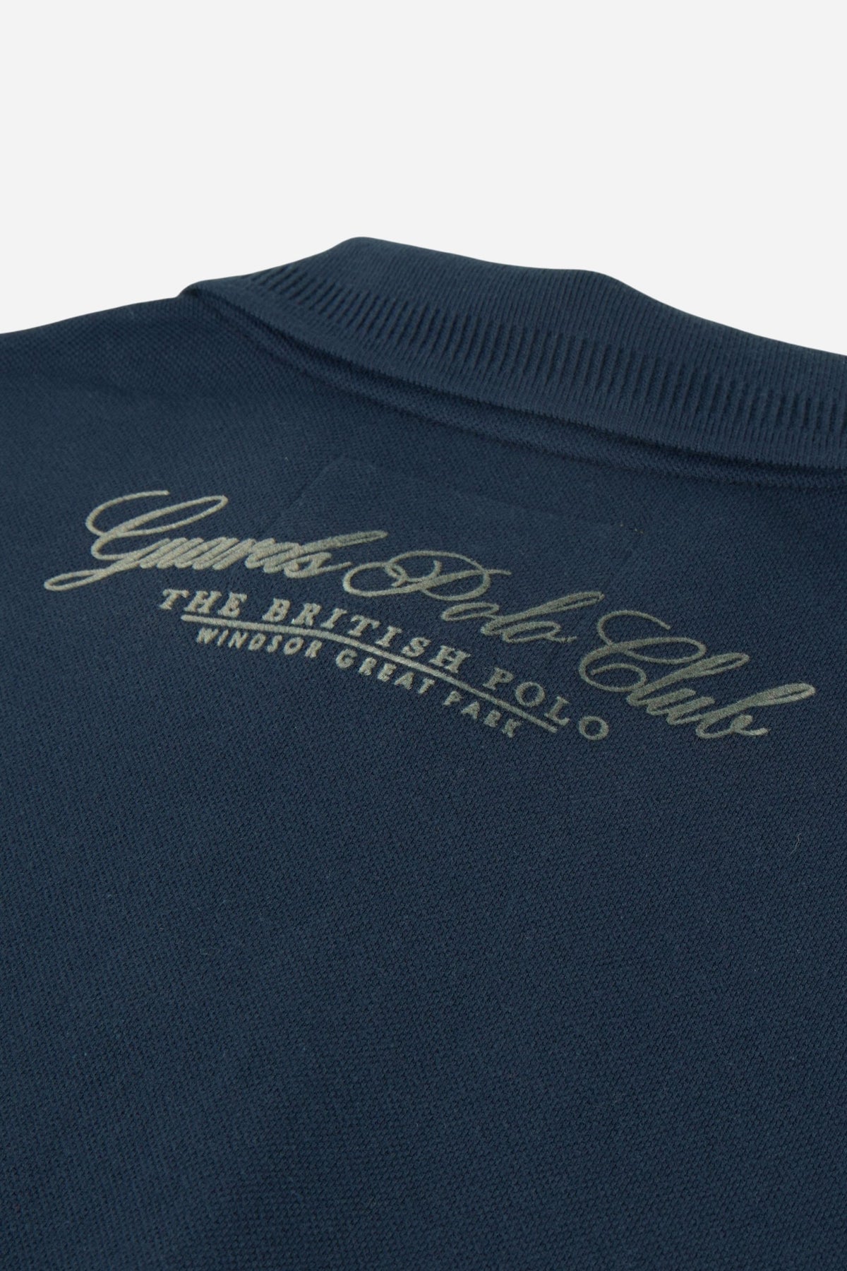 Men's long-sleeve cotton piqué polo with ribbed collar and cuffs, reinforced elbow patches, embroidered details, and a comfortable regular fit for lasting style. - Navy Blazer