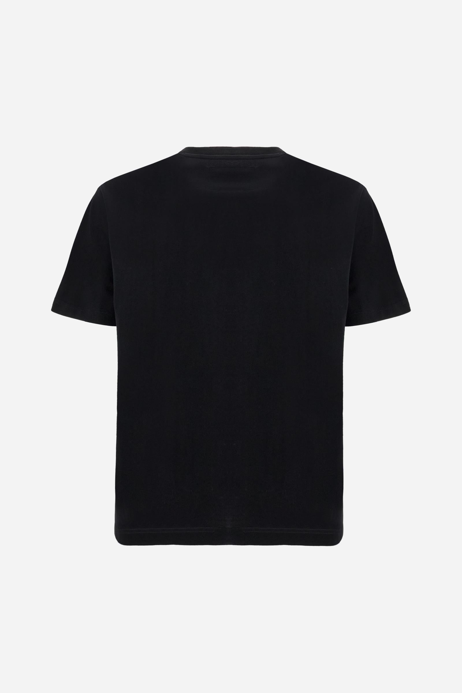 T-shirt in heavy cotton jersey with a structured, boxy fit. Dropped shoulders and clean lines. Large contrasting 3D embroidered logo on the chest. - Black                                                                                                                                                                                                                                                                                                                                                                      