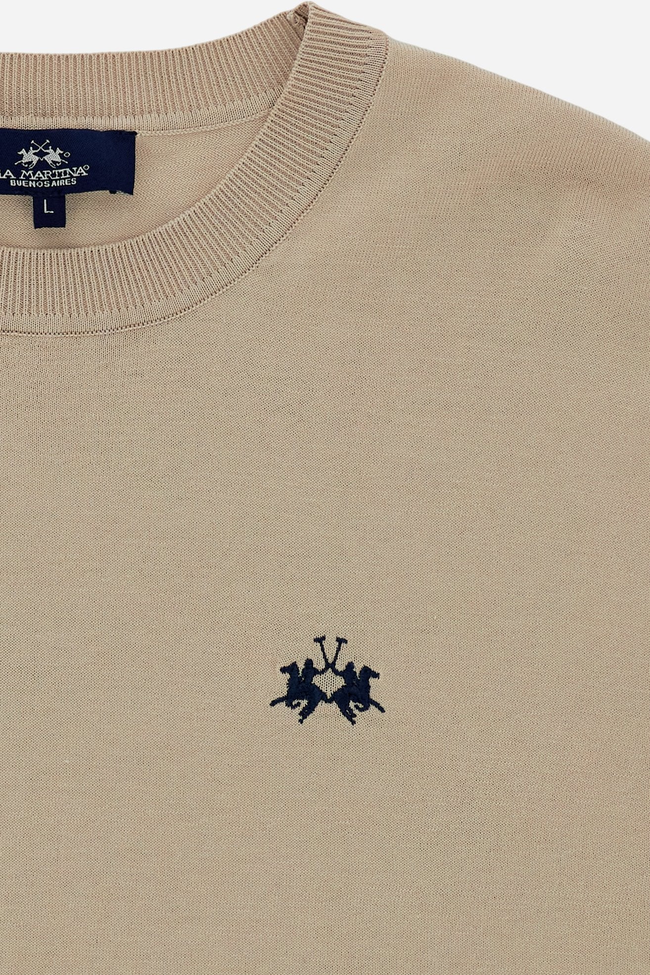 Pull homme col rond en coton et soie - Carbonell